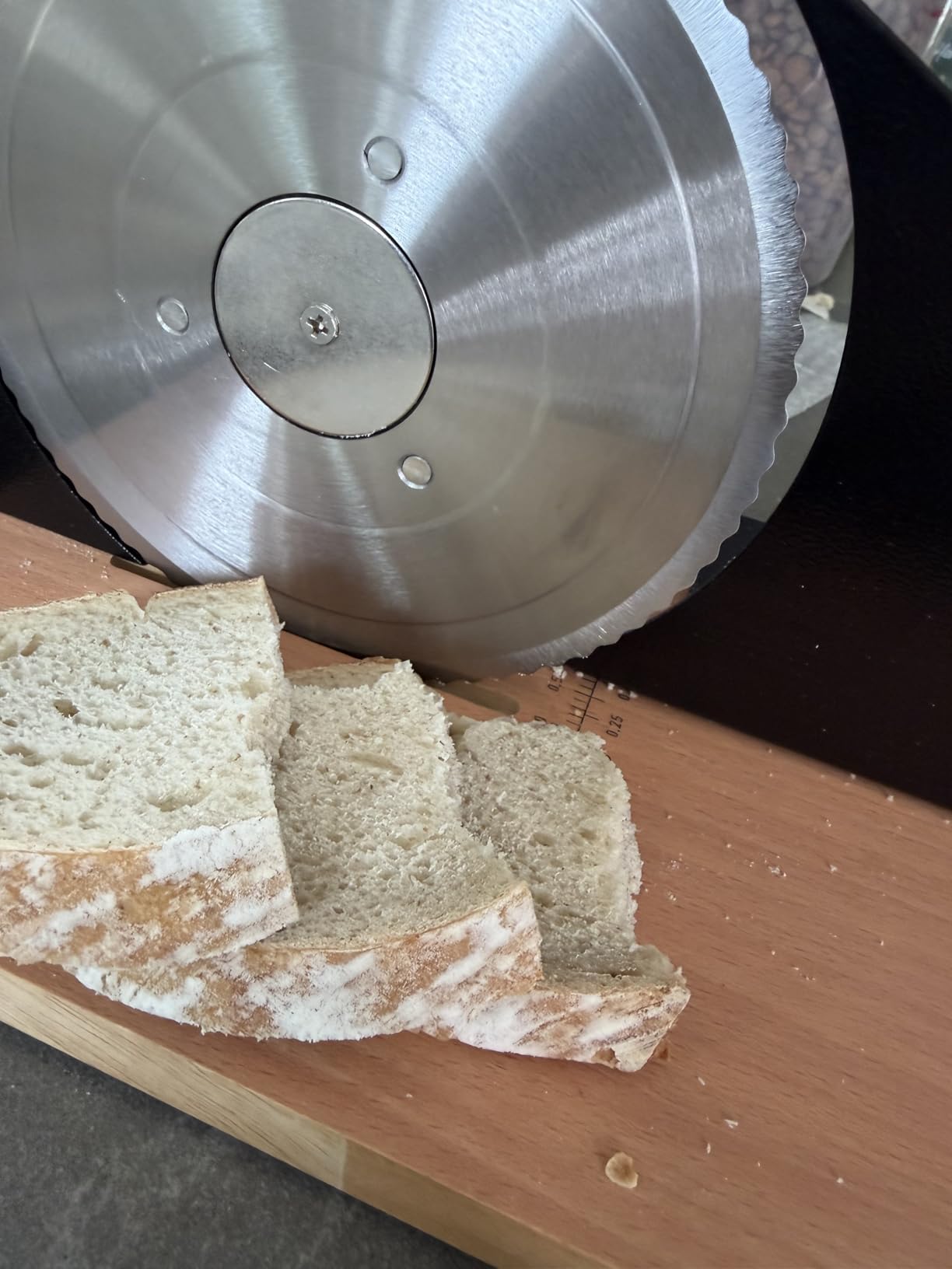 vanerepok Manual Bread Slicer for Homemade Sourdough Bread Versatile Hand Crank Bread Slicer for Sourdough Crusty Bread Etc Stainless Steel Slicers Adjustable Width for Homemade & Commercial Use customer photo 1