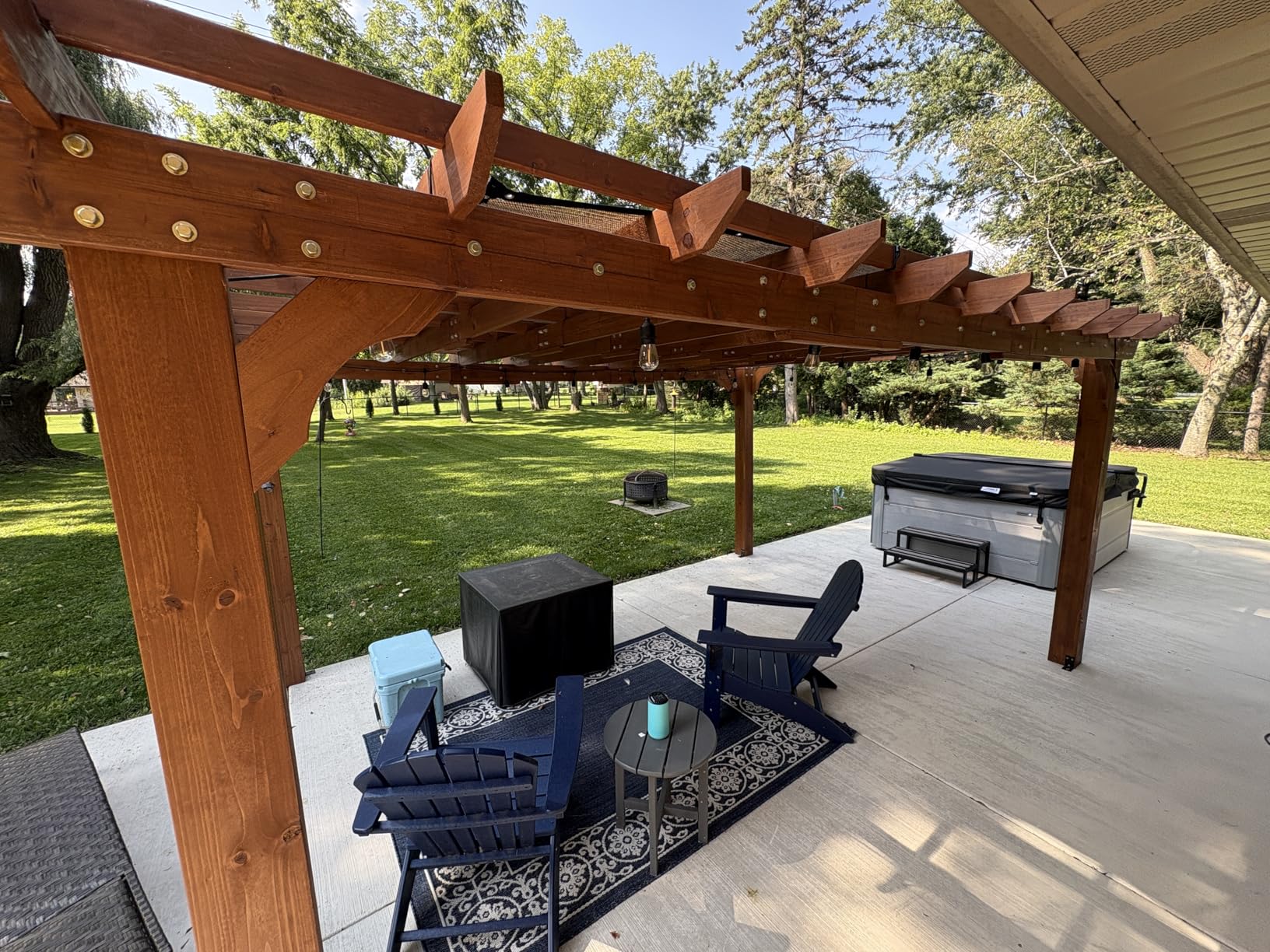 Yardenaler 12 x 16 FT Wooden Pergola, Cedar Wood Gazebo with Flat Roof, Outdoor Garden Shelter with Stakes Included, Patio, Deck, Backyard, Lawn customer photo 1