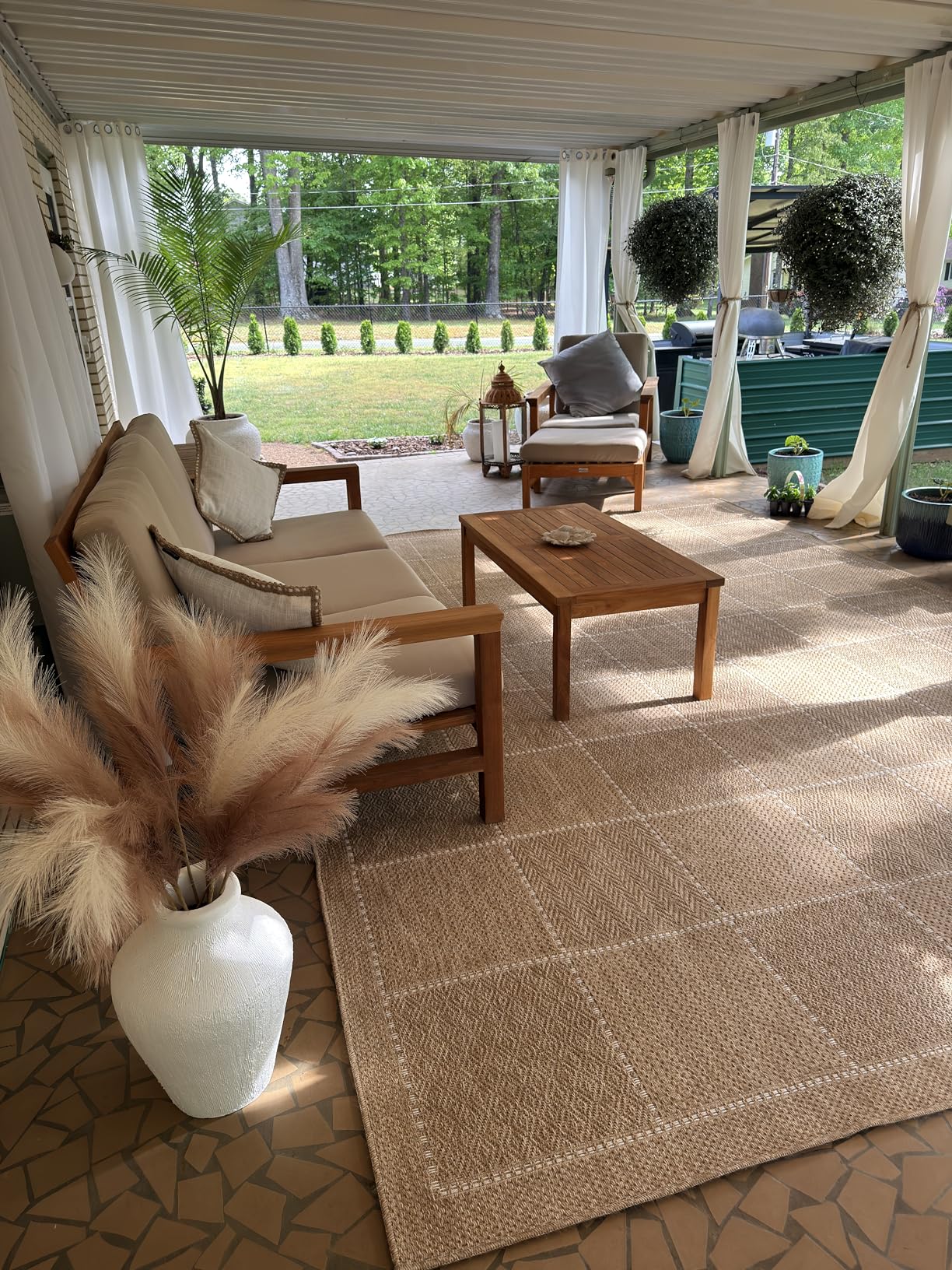 Beverly Rug Easy Jute Natural Rug 6x9 Solid Washable Durable Outdoor Indoor Area Rugs for Living Dining Room Patio Office Stain Resistant Non Shedding Casual Indoor Outside Carpet (6 x 9 Natural) customer photo 2