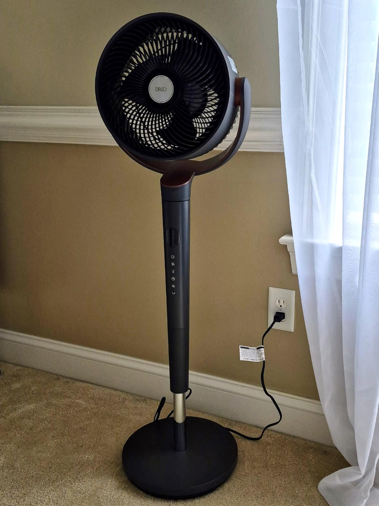 DREO Fan for Bedroom, 120° Oscillating Standing Fan, Quiet Pedestal Fan with DC Motor, 9 Speeds, 4 modes, 20dB, 120° Manual Vertical, 37-42
