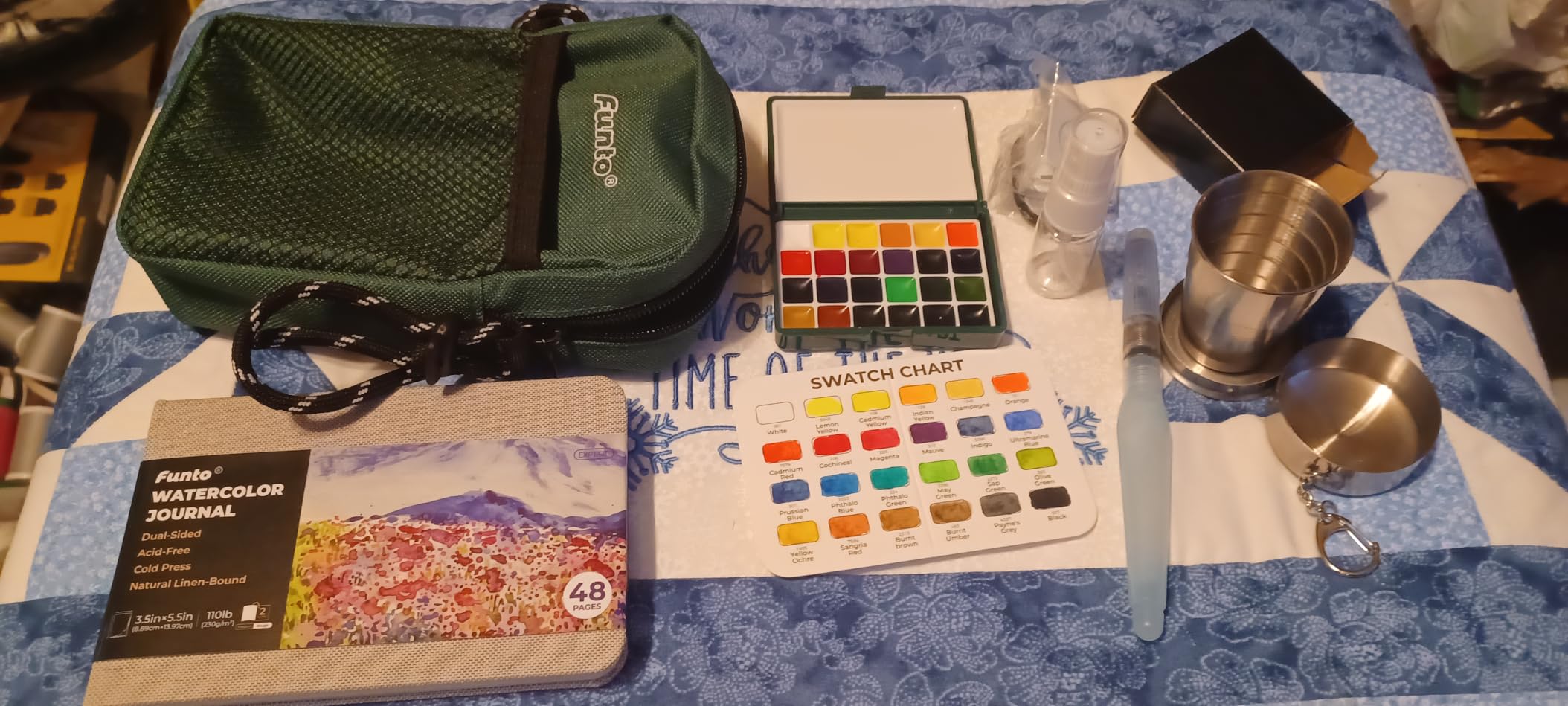Funto Mini Watercolor Paint Set, All-in-One 24-Color Travel Paint Kit, with Crossbody Bag, Watercolor Journal, Paint Water Cup, Pocket Set for Artists customer photo 1