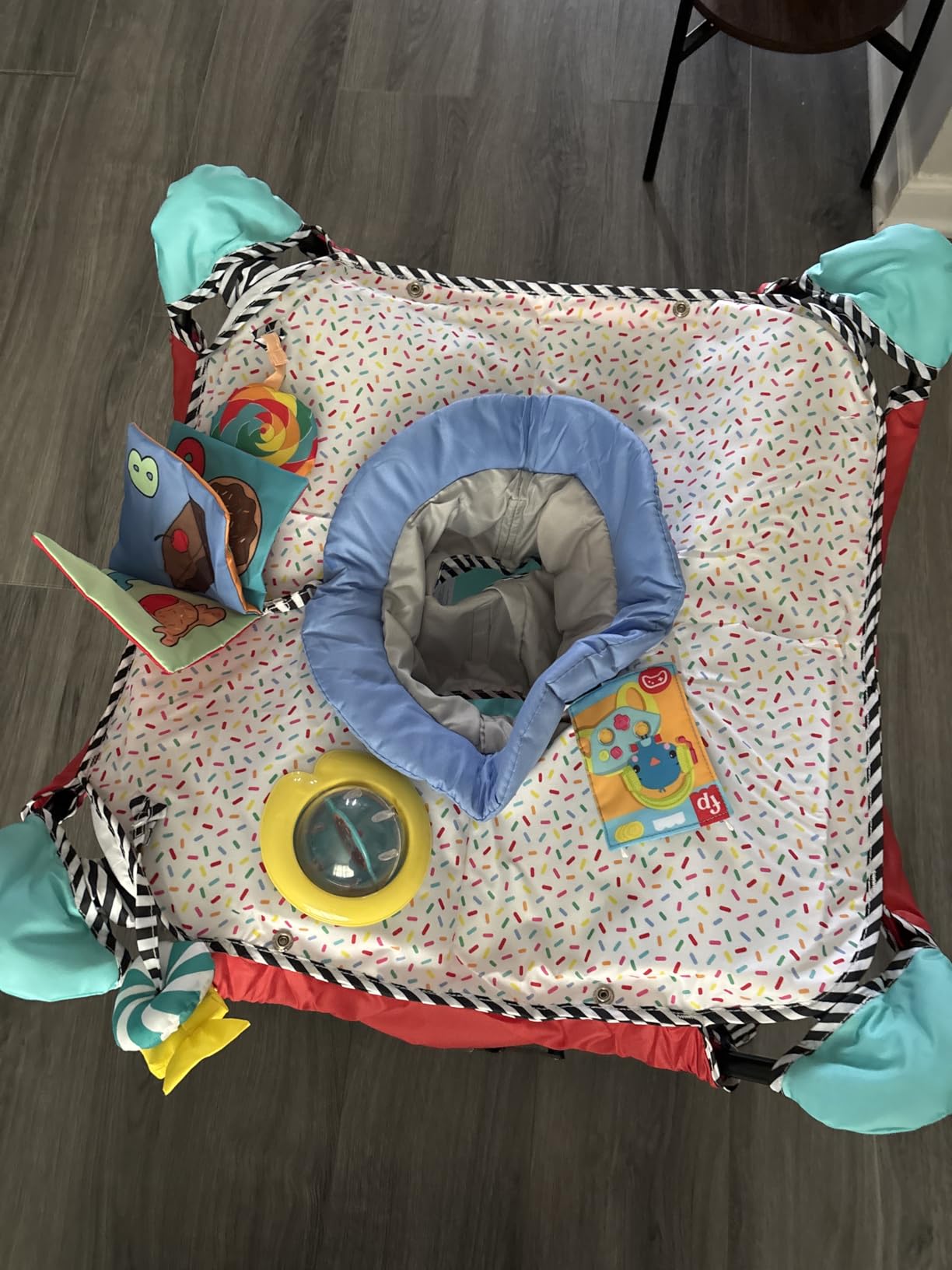 Bright Starts Pop 'N Jump Portable Baby Jumper, Foldable Indoor/Outdoor Baby Jumper with Owl Forest Sensory Activities, Ages 6-12 Months customer photo 2