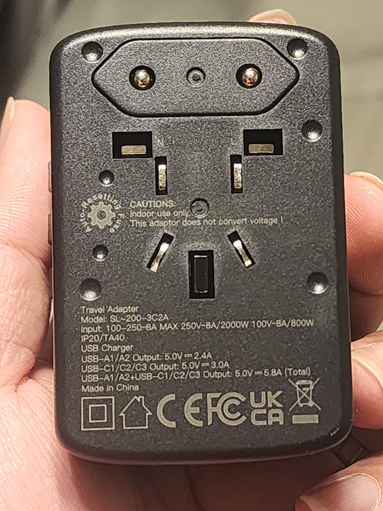 Acer Universal Travel Plug Adapter - International Power Adapter with 5 USB Ports (3 USB C) 5.8A, Worldwide Outlet Charger for USA to European UK France Germany Spain, Type C/E/F/G/I/L/A, Black customer photo 2