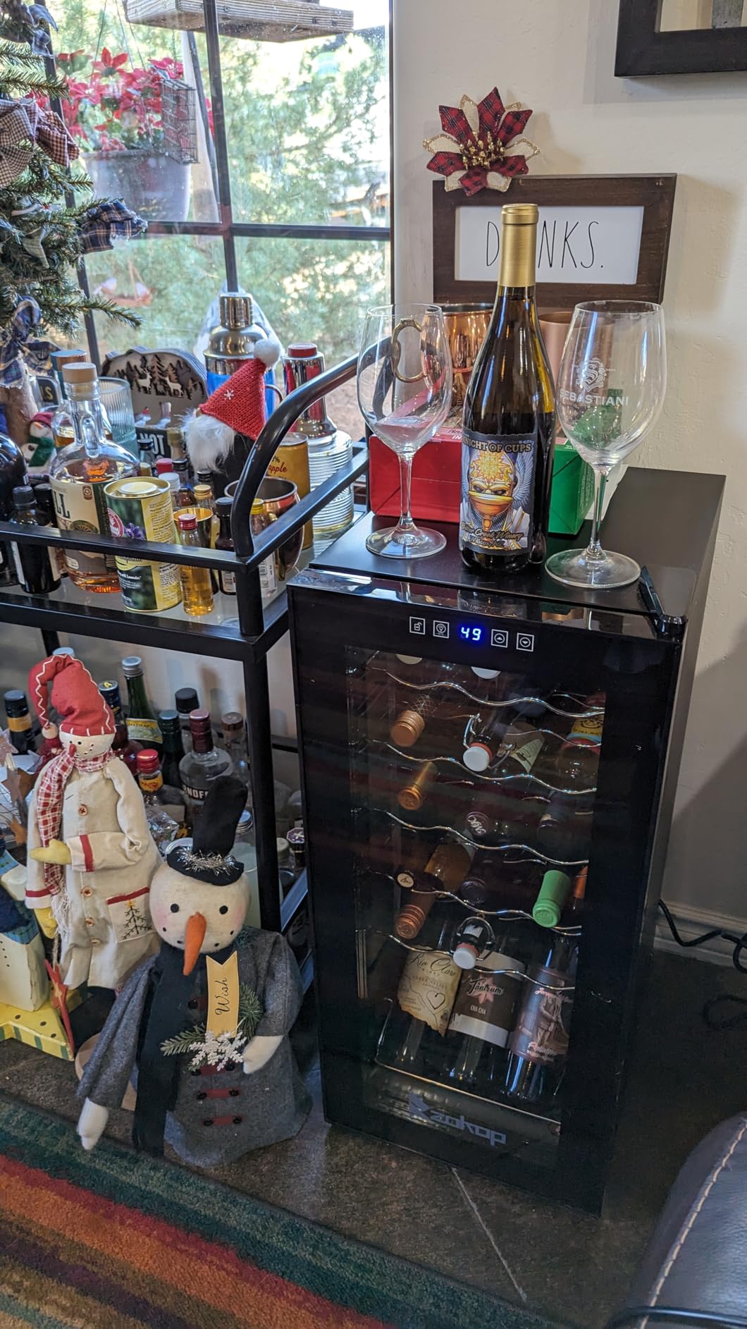 ROVSUN 33 Bottle Wine Fridge, Dual Zone Wine and Beverage Refrigerator with Independent Temp & LED Control Panel, Freestanding Wine Cooler Chiller for Red White Wine, Champagne, Beer customer photo 2