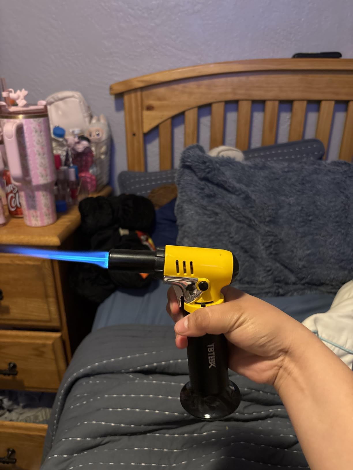 TBTeek Butane Torch with Fuel Gauge T907, One-hand Operation Kitchen Torch Lighter with Adjustable Flame for BBQ, Baking, Brulee Creme, Crafts and Soldering(Butane Gas Not Included) customer photo 1