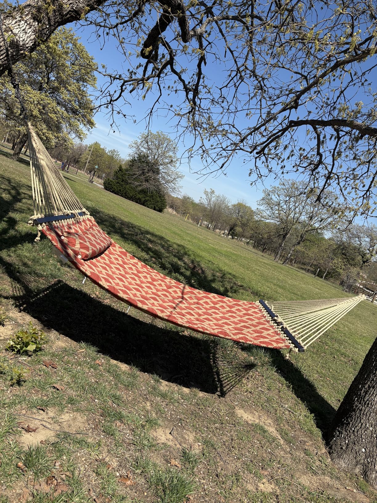 13 FT Tuscan Lattice Quilted Hammock with Spreader Bars, Detachable Pillow and Chains customer photo 1