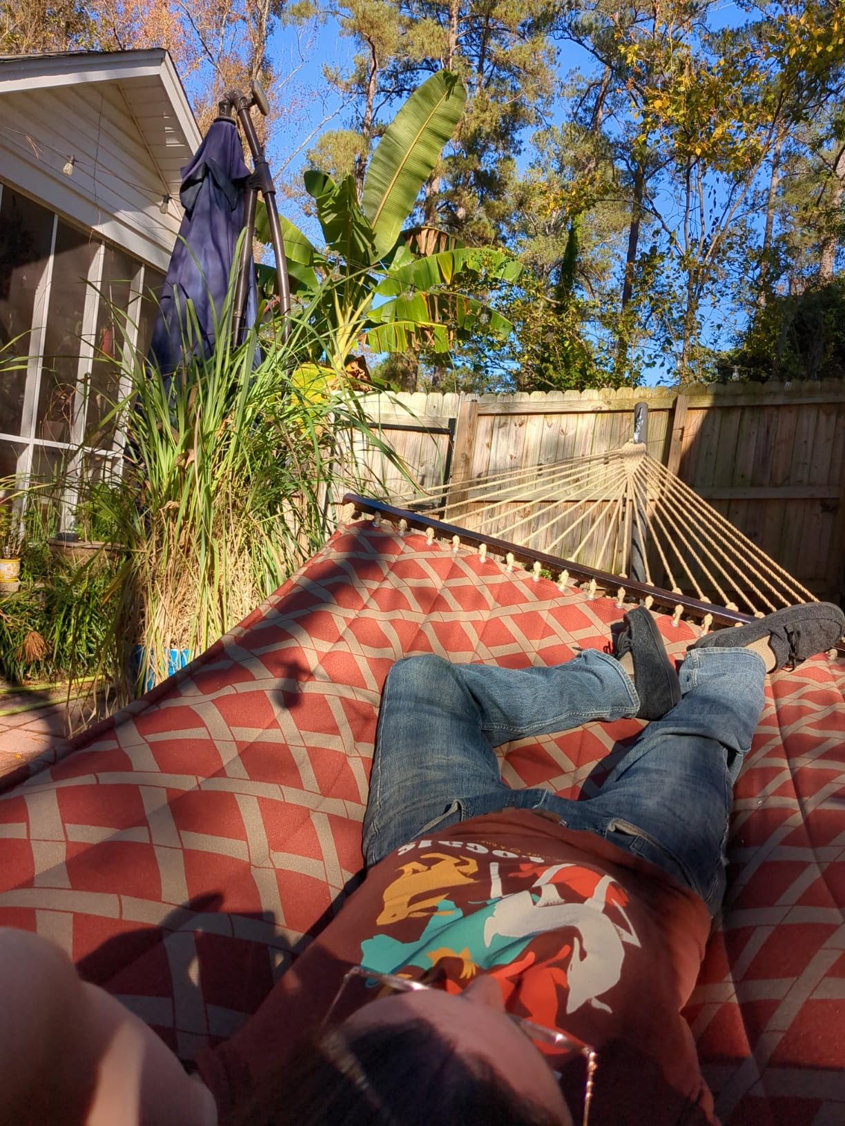 13 FT Tuscan Lattice Quilted Hammock with Spreader Bars, Detachable Pillow and Chains customer photo 2