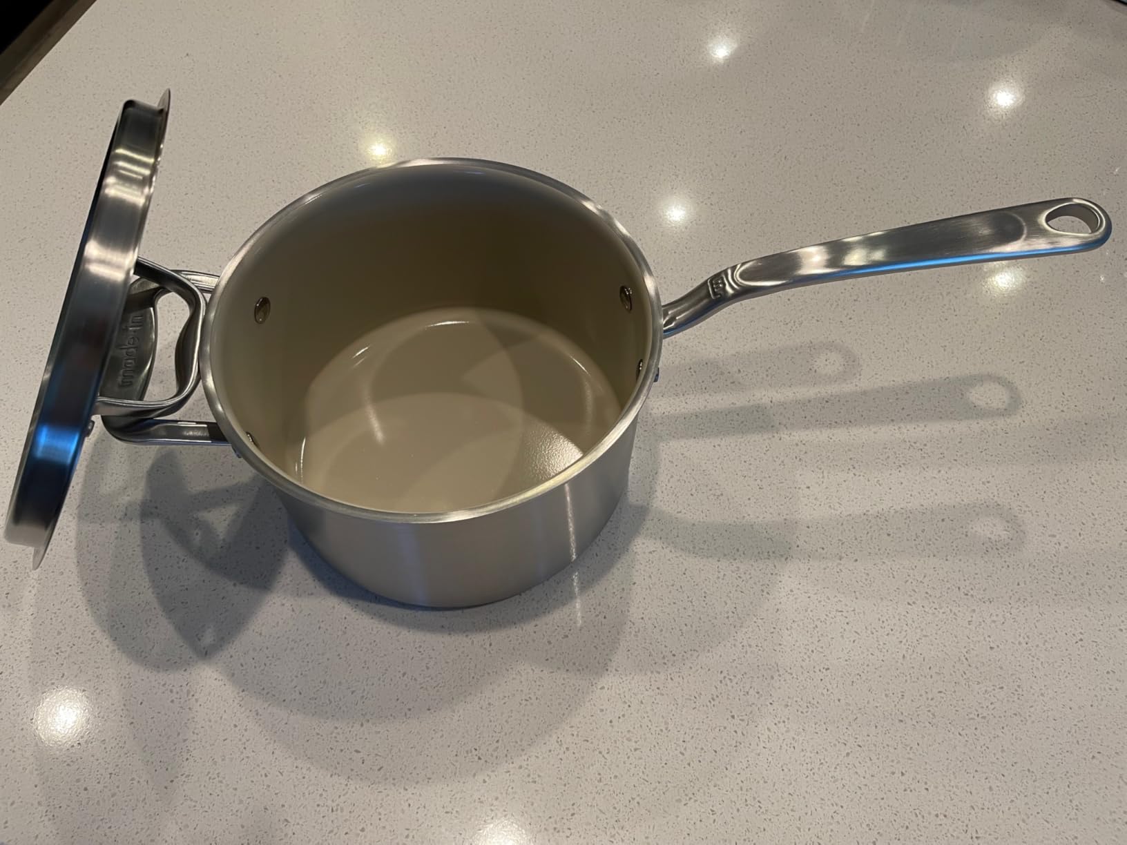 Made In Cookware | 7-Piece Ceramic Non Stick Pot and Pan Set (Stainless Handle) | 5-Ply Stainless Clad | Professional Cookware | Crafted in Italy | Induction Compatible customer photo 1