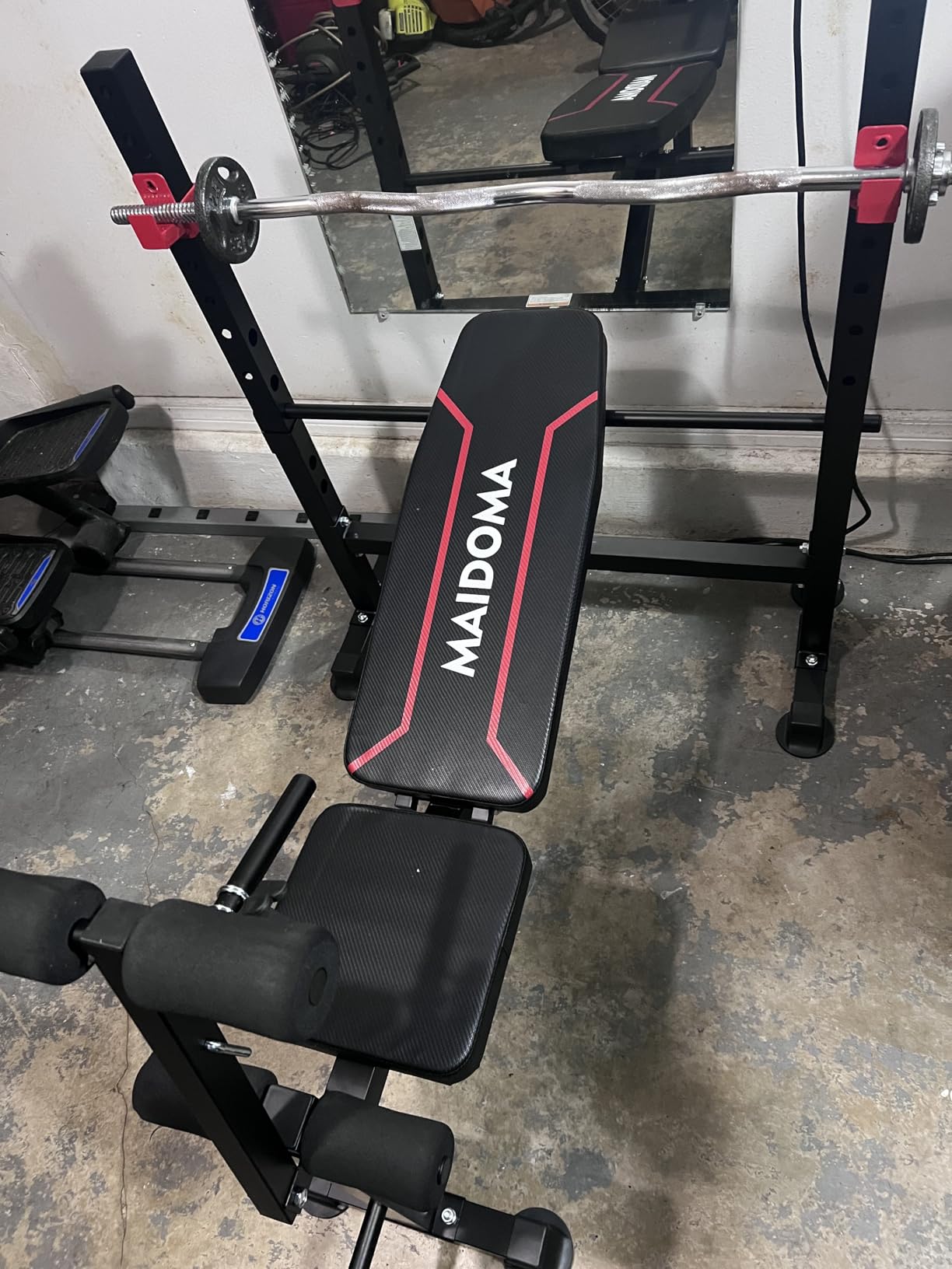 Standard Weight Bench Set with Leg Extension and Leg Curl, Adjustable Bench Press with Squat Rack, Foldable Flat Incline Decline Workout Bench for Home Gym Full Body (US Stock) customer photo 1