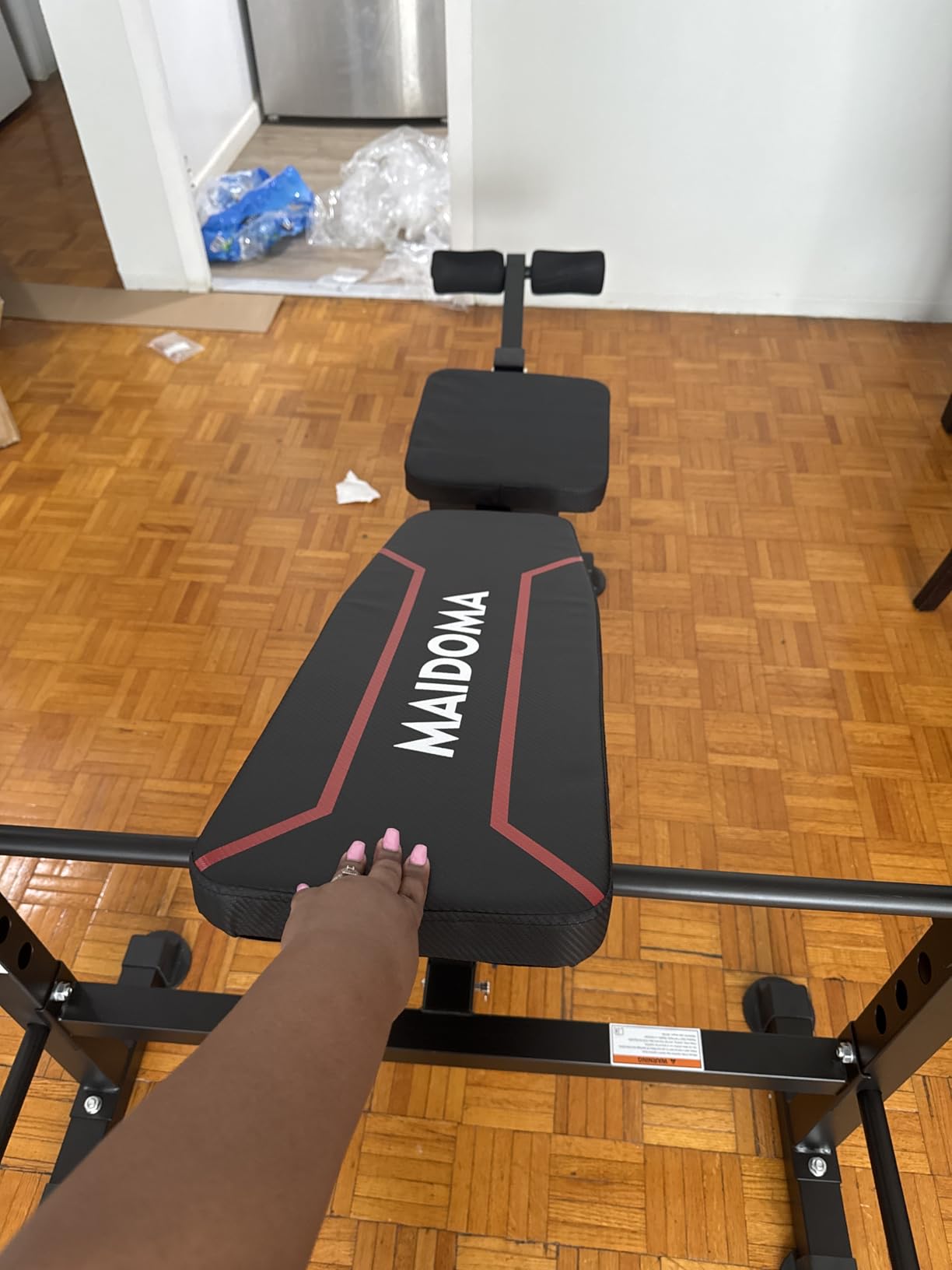 Standard Weight Bench Set with Leg Extension and Leg Curl, Adjustable Bench Press with Squat Rack, Foldable Flat Incline Decline Workout Bench for Home Gym Full Body (US Stock) customer photo 2