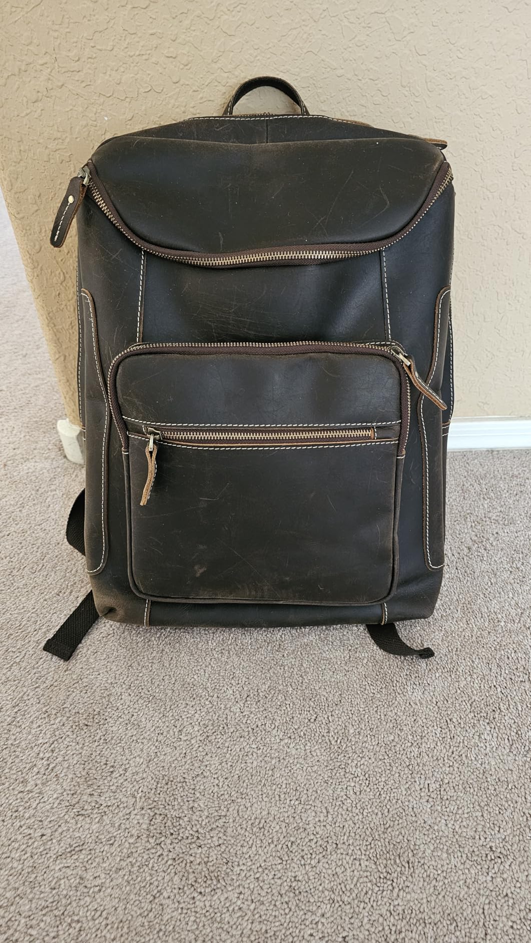 LANNSYNE Full Grain Leather Backpack For Men, 17