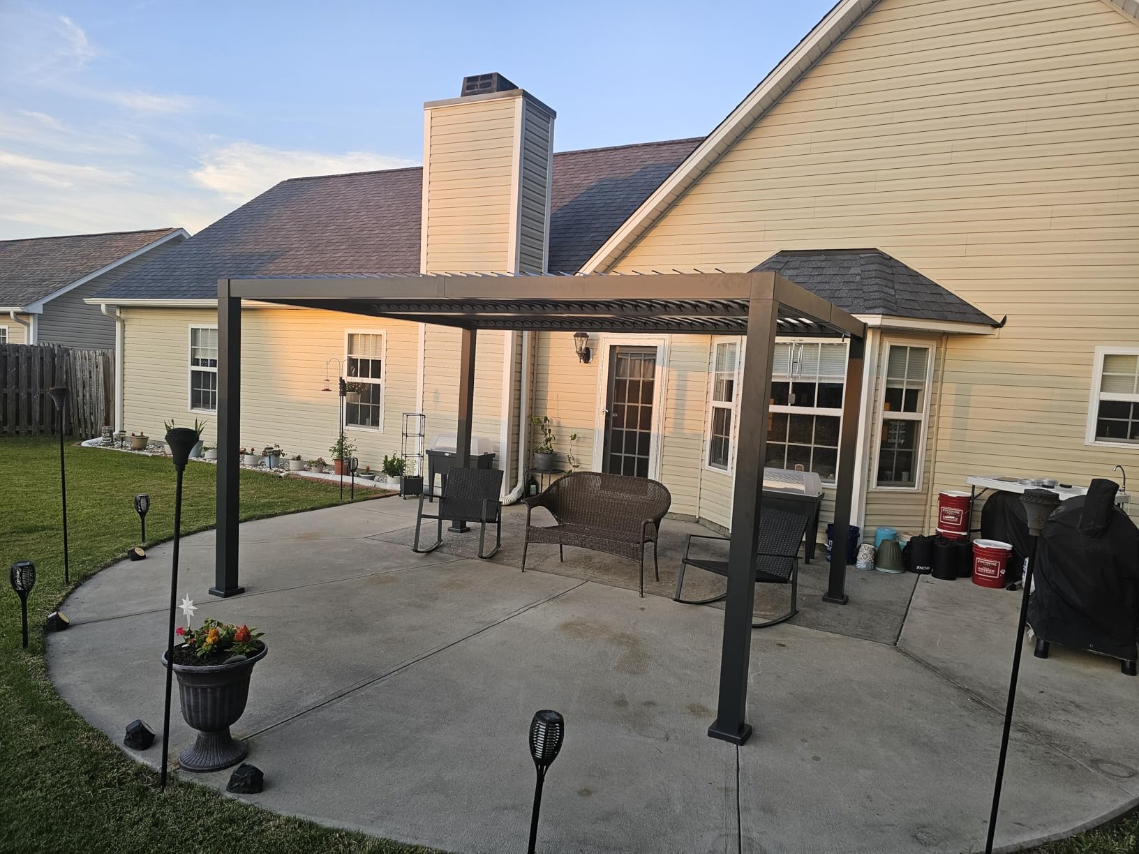10'x 13' Patio Louvered Pergola Canopy Modern Aluminum Pergola with Adjustable Roof Rainproof Gazebo for Outdoor BBQ Deck Yard Lawn and Garden Deep Grey Hardtop Gazebo (10x13FT) customer photo 1