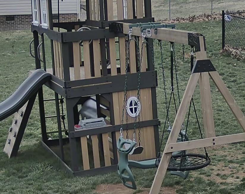 BETOOLL Swing Sets Brackets - 2 A-Frame Swing Set Brackets and 1 Middle Swing Bracket with All Mounting Heavy Duty Hardware Included - Swing Set Kit for Porch, Yard, Playground - Green customer photo 2