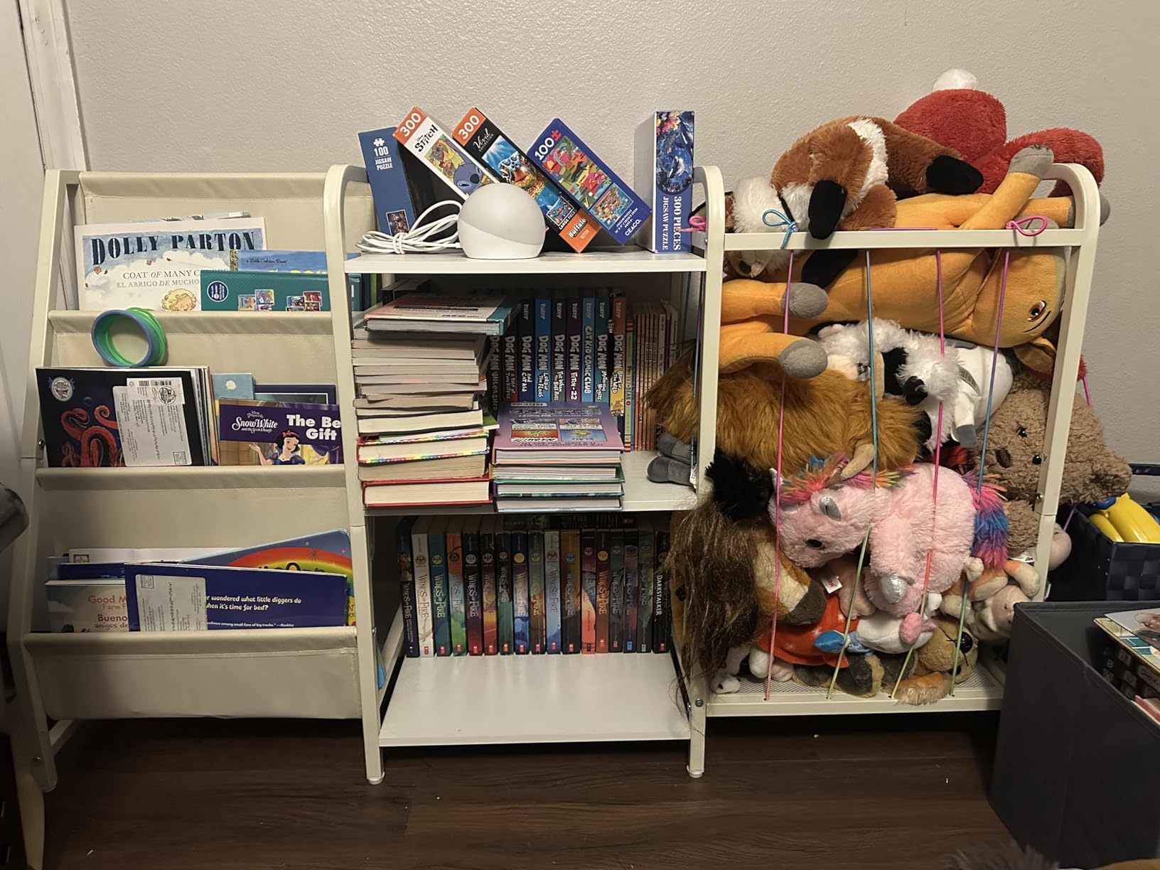 B1 Kids Bookshelf and Toy Storage, 3-Tier Book Shelf for Kids Rooms, Sling Baby Bookcase with Stuffed Animal Storage, Montessori Toddler Bookshelf for Nursery, Bedroom, Playroom, White customer photo 1