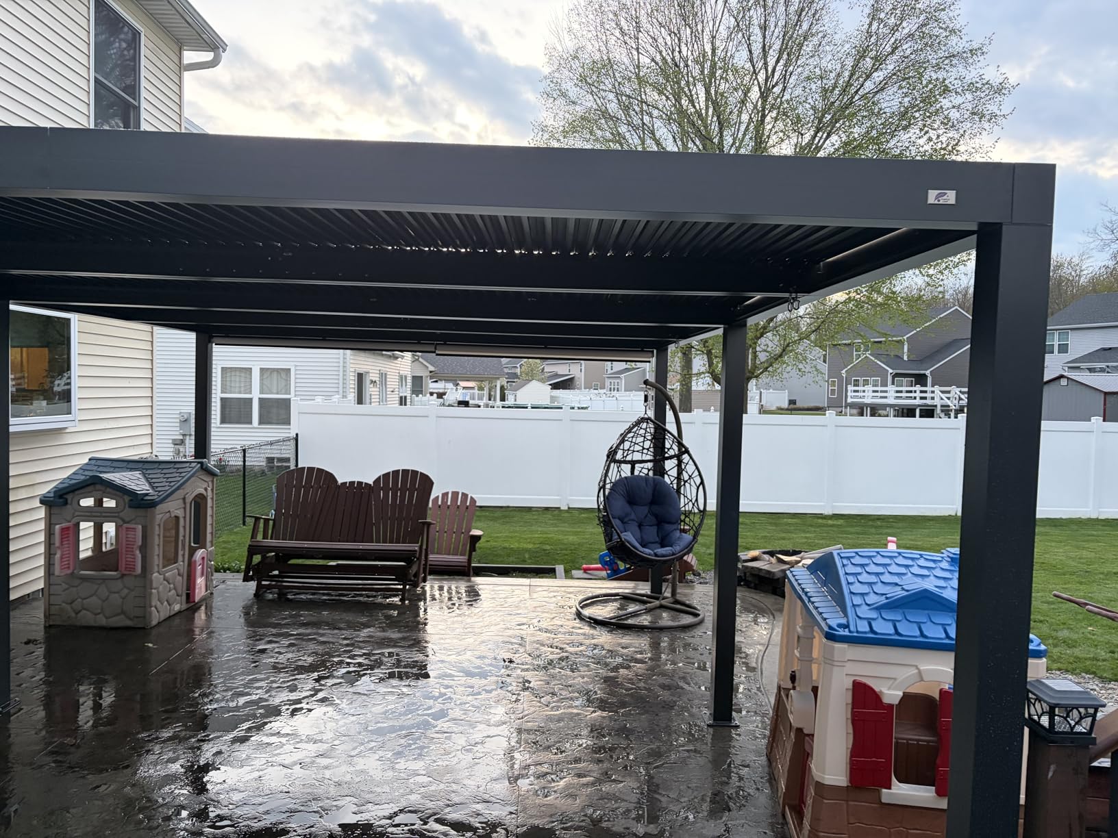 PURPLE LEAF 14' x 24' Louvered Pergola 94AS Modern Oversize Aluminum Gazebo with Adjustable Roof for Patio Deck Backyard Plus Size Gray Pergola customer photo 1
