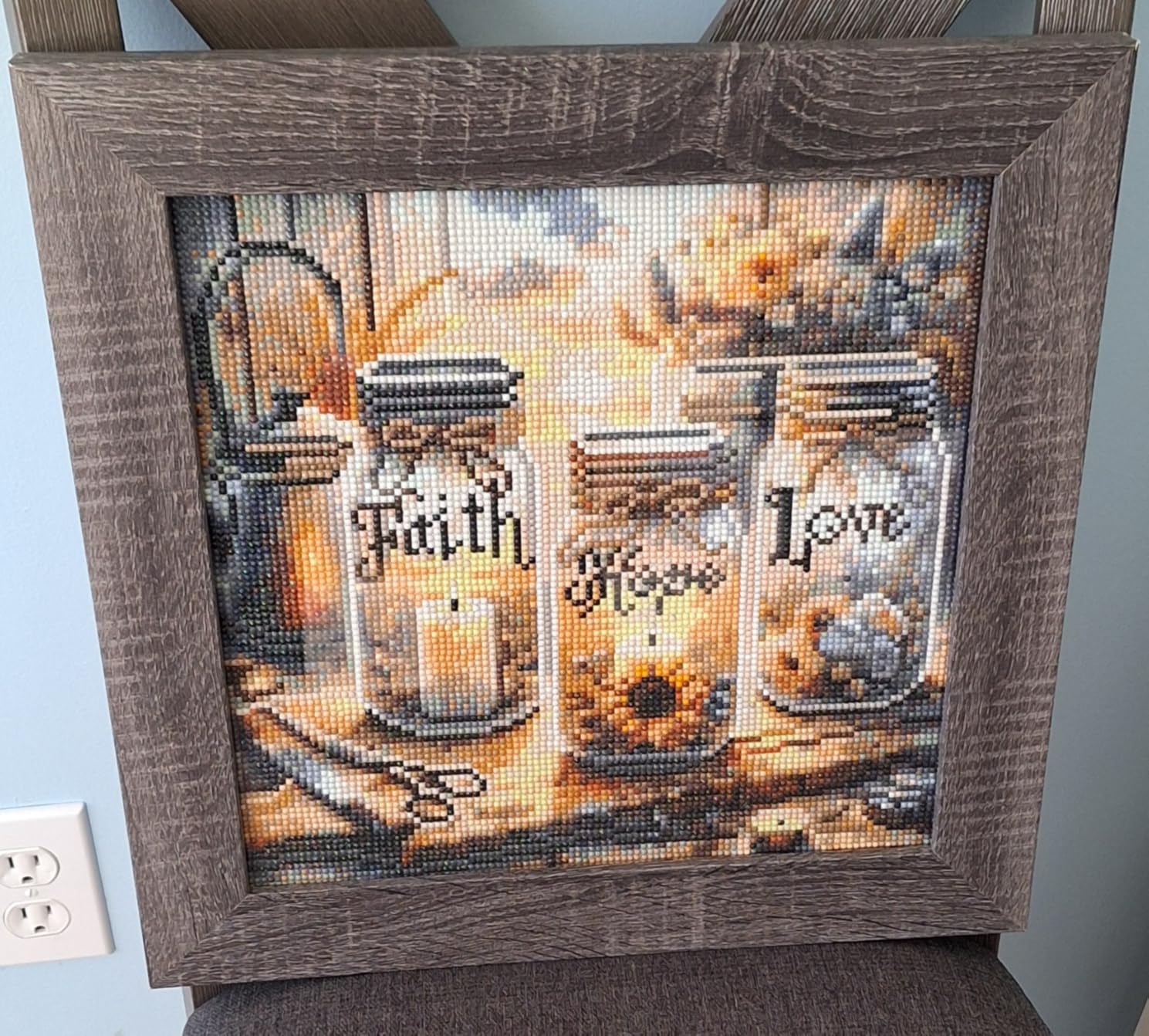 TOPMCYSG Faith,Hope,Love Diamond Art Kits for Adults, Inspirational 5D Diamond Painting Kits, DIY Paint with Round Full Drill 13.78x13.78 in customer photo 2