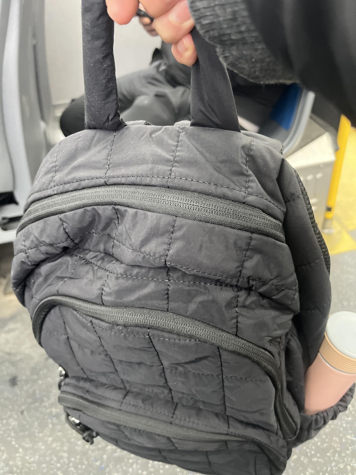 BAGSMART College Laptop Backpack, Travel Backpack for Women, Quilted Casual Daypack, Water-Resistant Bookbag for 15.6 Inch Laptop, Camel customer photo 2