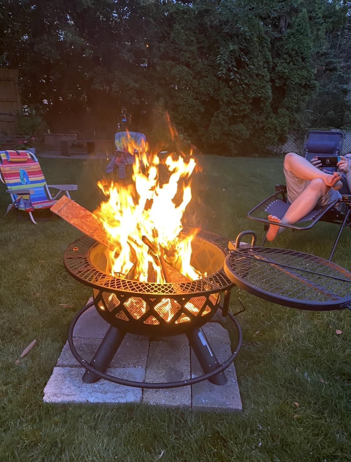 BALI OUTDOORS Fire Pit with Poker, Outdoor Fire Pit Extra Large, Wood Burning Firepits for Outside with Grill, 47 inch customer photo 1