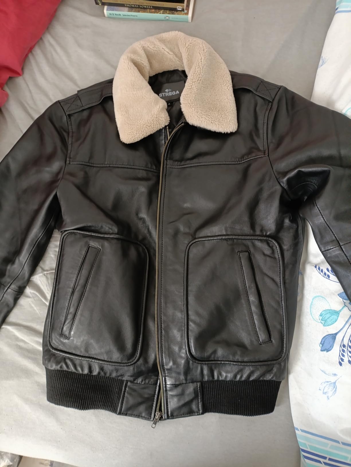 Men's Black Leather Bomber Aviator Jacket - Top Grain New Zealand Lambskin Leather with Diamond Quilted Lining customer photo 2