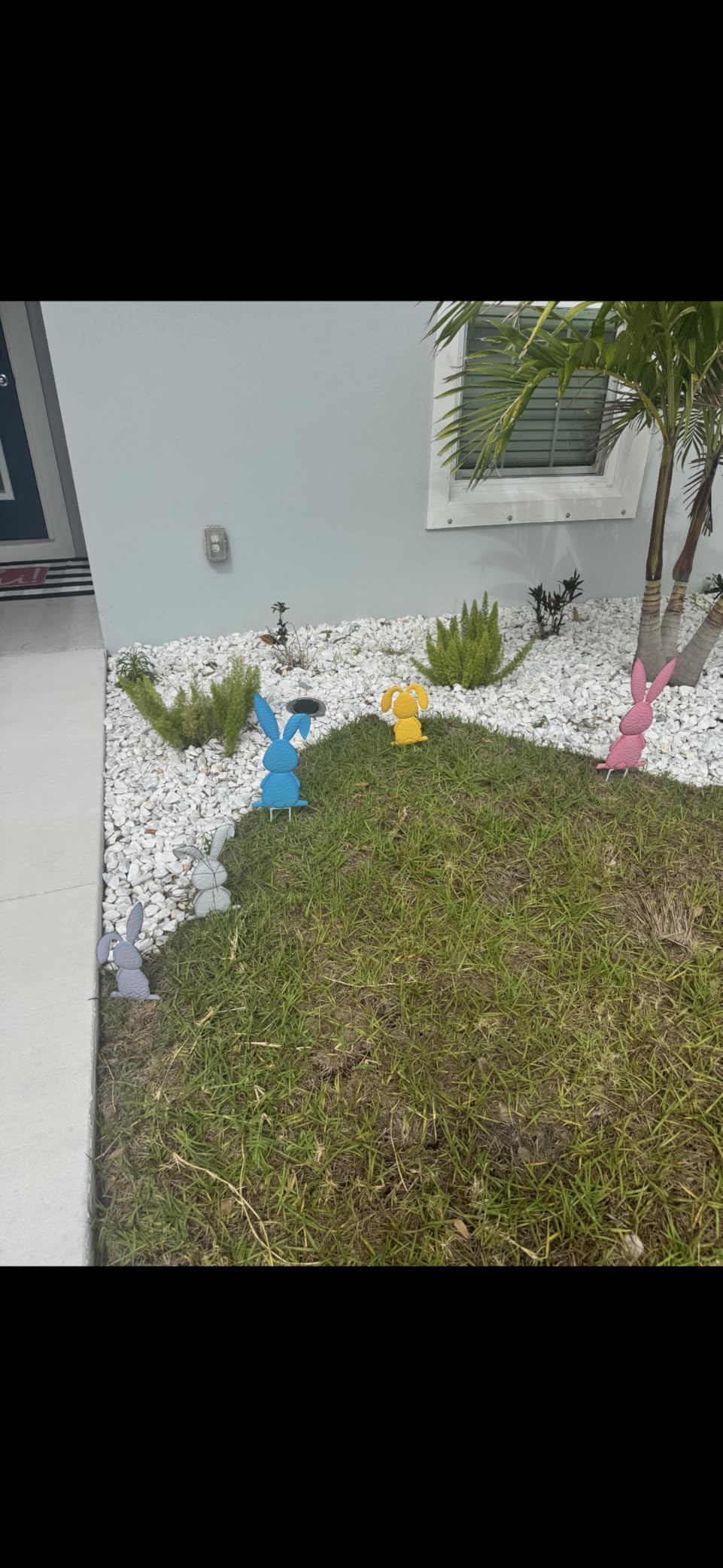 Outdoor Easter Yards Signs Decorations, 5 Pack Metal Bunny Signs with Stakes, Cute Easter Bunny Yard Decorations for Front Door Lawn Patio Garden Outside customer photo 1