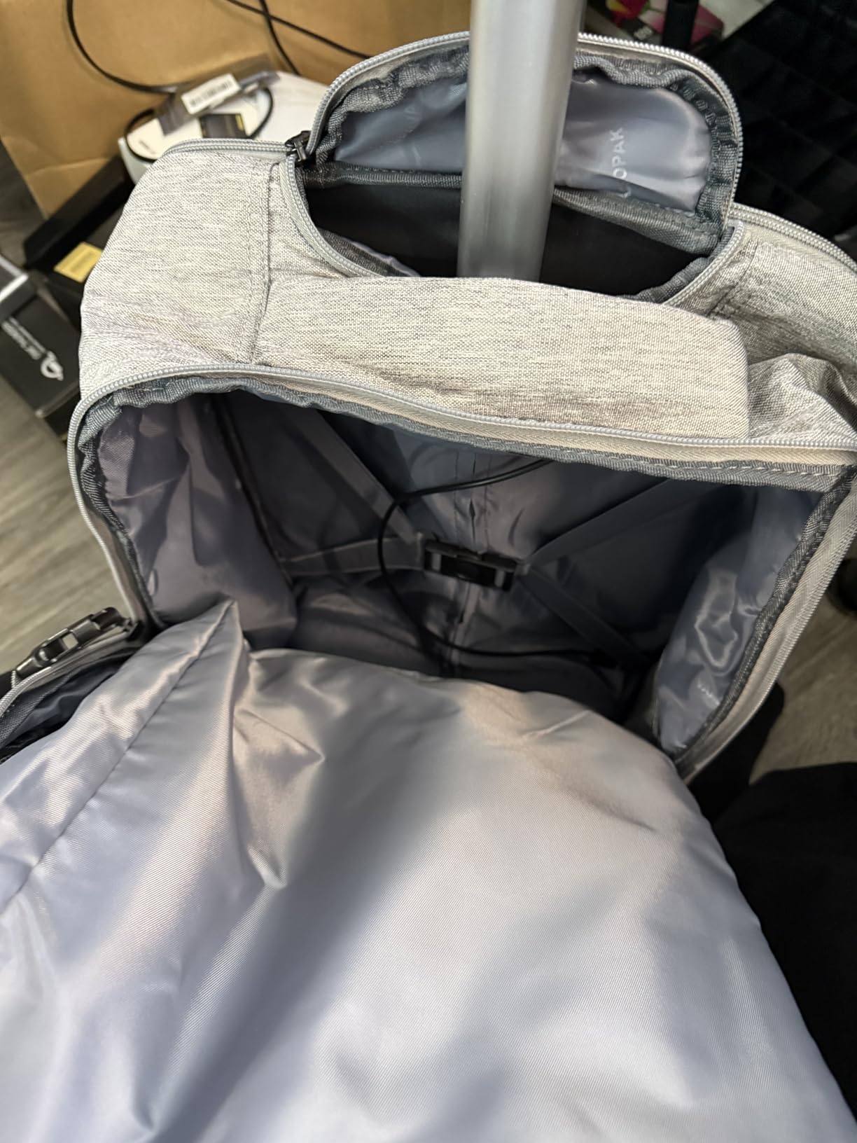 Vancropak Expandable Travel Rolling Backpack with Wheels, Airline Approved Wheeled Backpack with 3 Packing Cubes, 17 Inch Roller Carry on Luggage Suitcase Laptop Bag for Men Women, Grey customer photo 1