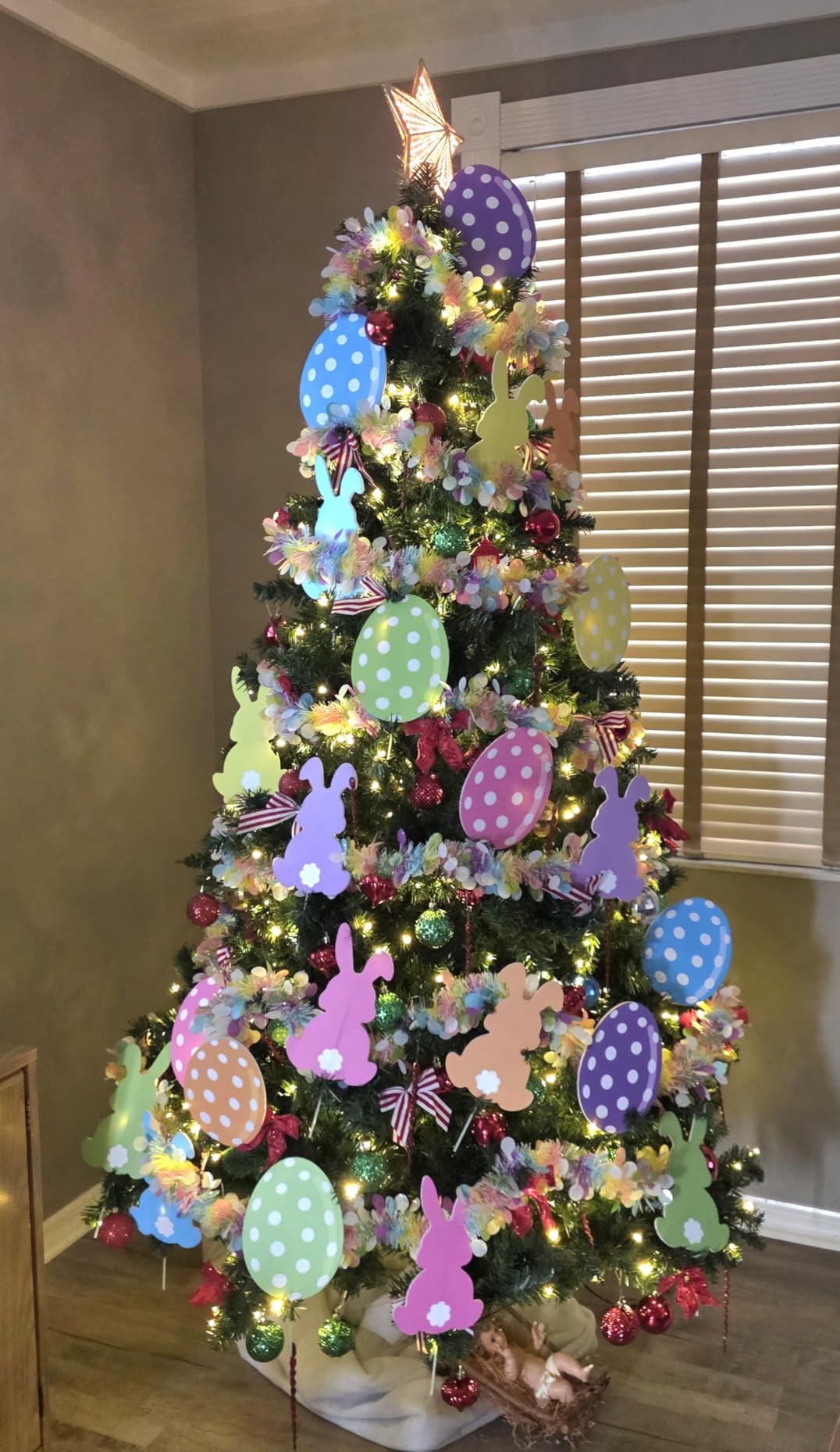 Easter Garland Decor,50Ft Glitter Tinsel Spring Garland Decorations for Tree Mantle Bedroom Office Classroom Party Indoor Outdoor Holiday Home Pink Yellow Blue Green White customer photo 1