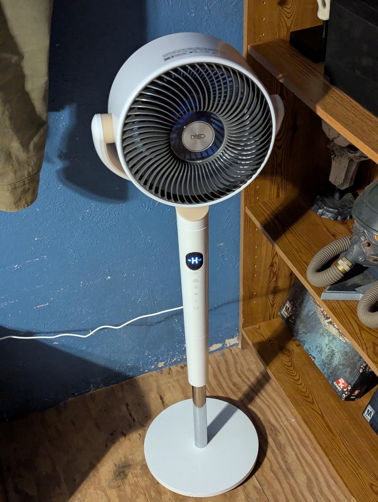 DREO Smart Fan for Bedroom, 120° +120° Omni-Directional Oscillating Fans, 100ft Quiet Pedestal Fan with RGB Light, 9 Speeds, 6 Modes, 20dB, 8H Timer, Wi-Fi/Voice/Alexa, 35-40