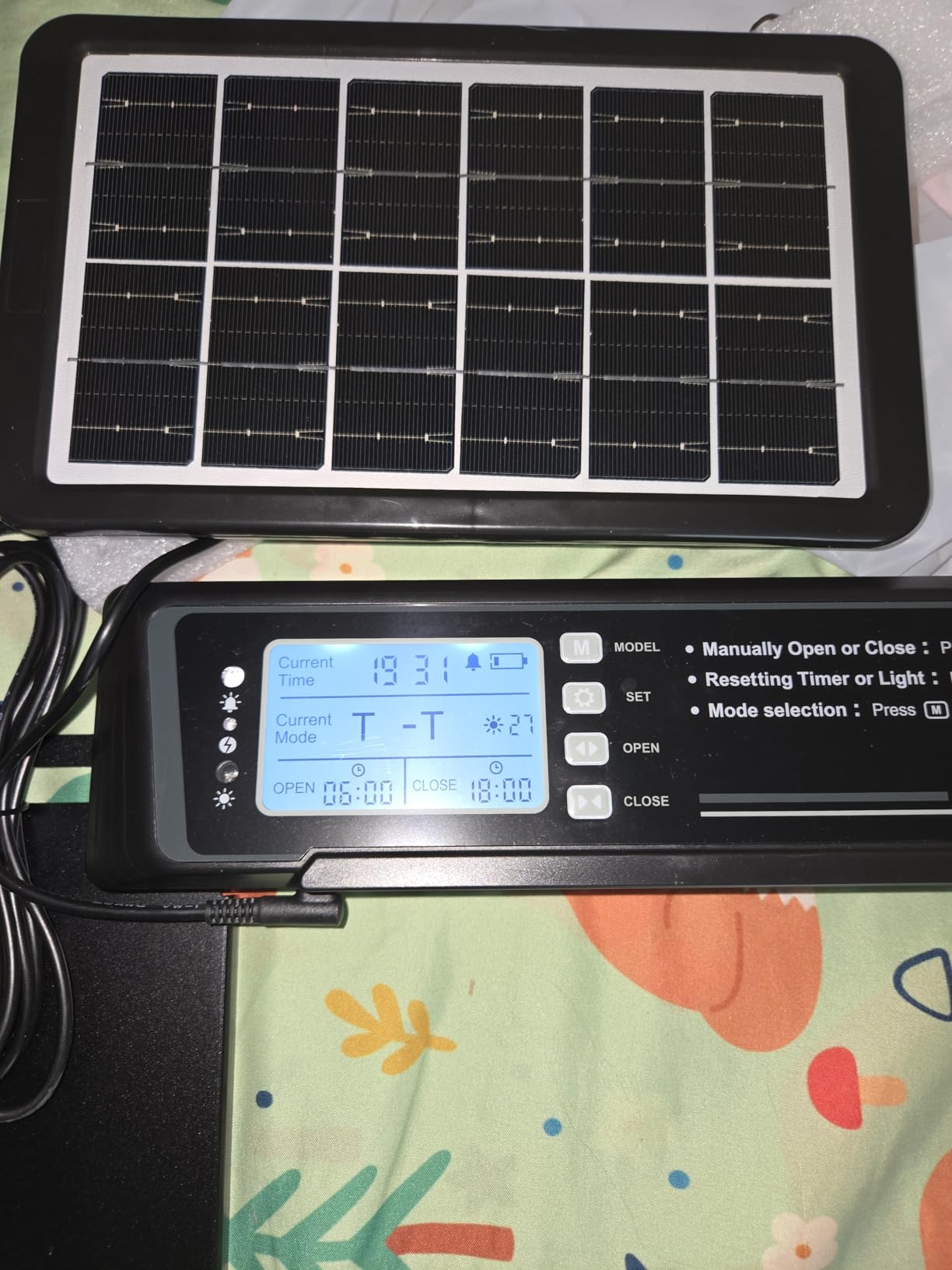 Automatic Chicken Coop Door Solar Powered, Extra Large Auto Chicken Door Mix 4 Modes with Timer & Light Sensor, USB-c Charging, Anti pinch & Alert, Remote, LED Screen, Aluminum Weather Proof Coop Door customer photo 1