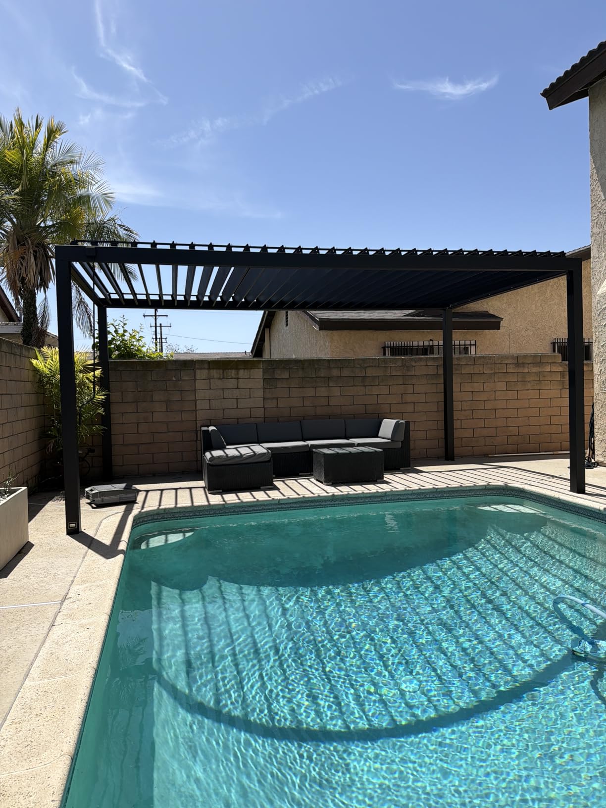Backyard Discovery Sarasota 18' x 10' Galvanized Steel Louvered Pergola Kit with Adjustable Roof, Shade, Rain Protection, High-Wind Rating, Gutter System for Outdoor Patio, Garden, Deck, Entertaining customer photo 2