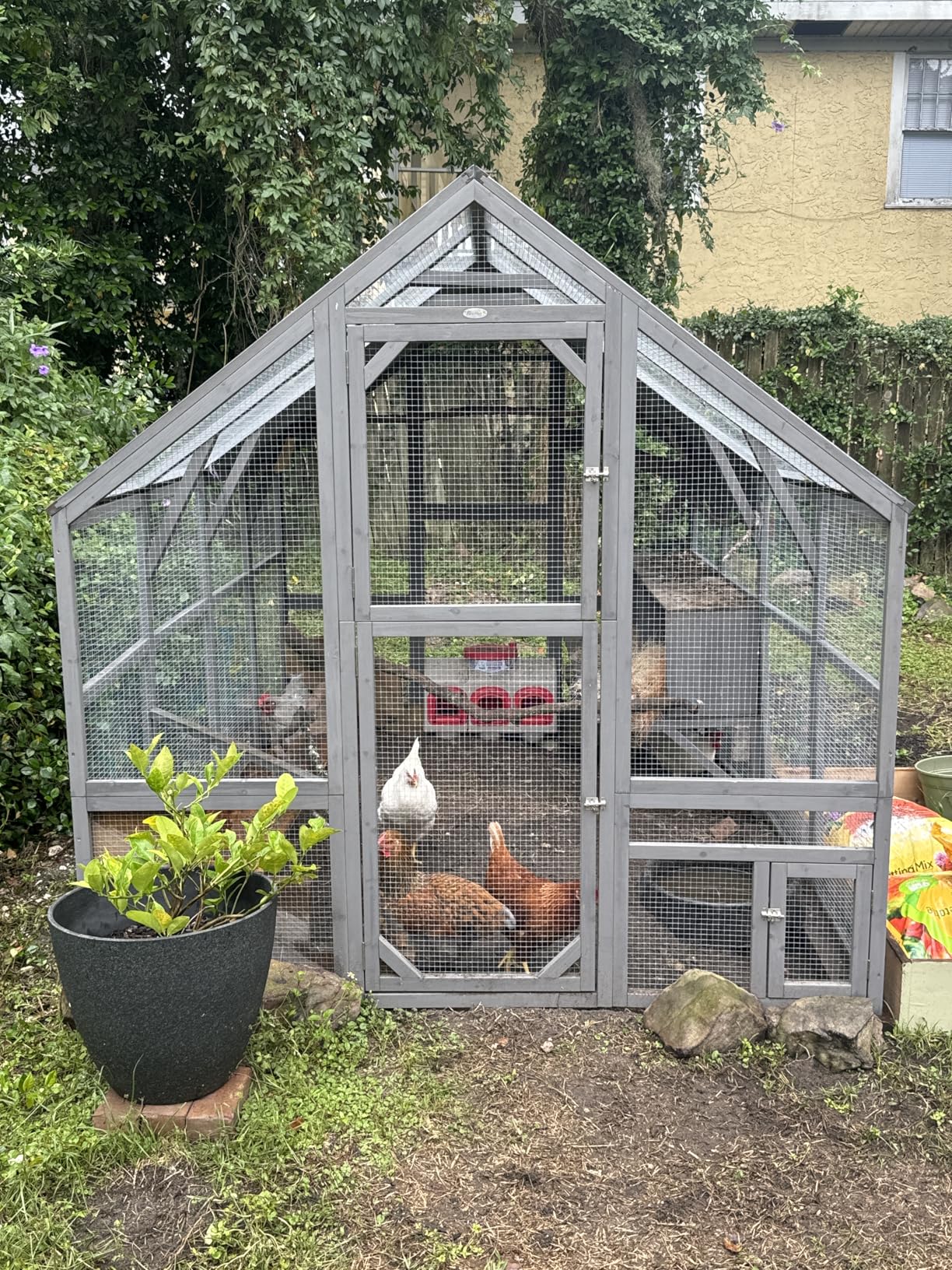 PawHut Large Wooden Chicken Coop for 6-8 Hens with Walk-in Run customer photo 2