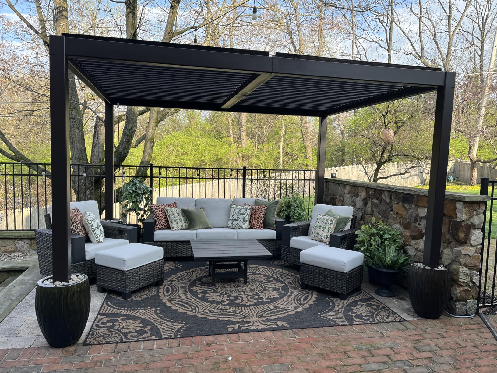 PURPLE LEAF 10' x 14' Louvered Pergola Outdoor Adjustable Louvre Shade Modern Patio Aluminum Pergola with Retractable Roof for Deck Backyard Garden Hardtop Gazebo, Bronze customer photo 2