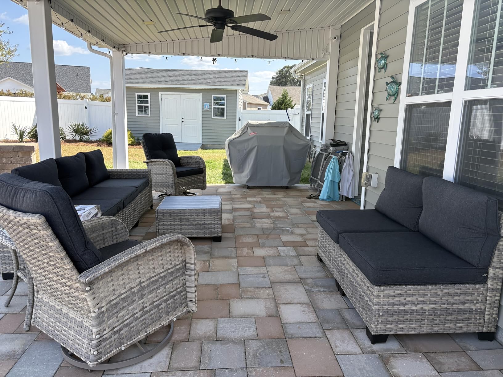 6-Piece Outdoor Patio Furniture Set Wicker Sectional Sofa Set, Patio Conversation Set with Thickened Cushions & Coffee Table for Garden, Backyard, Poolside, Beige customer photo 1