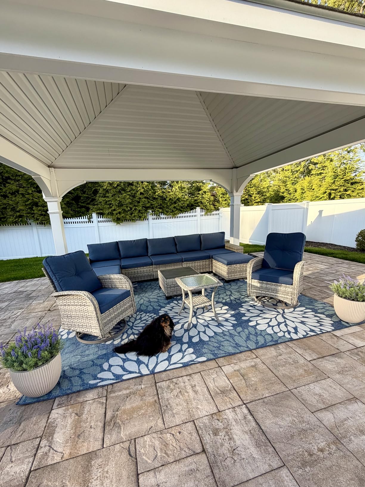 6-Piece Outdoor Patio Furniture Set Wicker Sectional Sofa Set, Patio Conversation Set with Thickened Cushions & Coffee Table for Garden, Backyard, Poolside, Beige customer photo 2