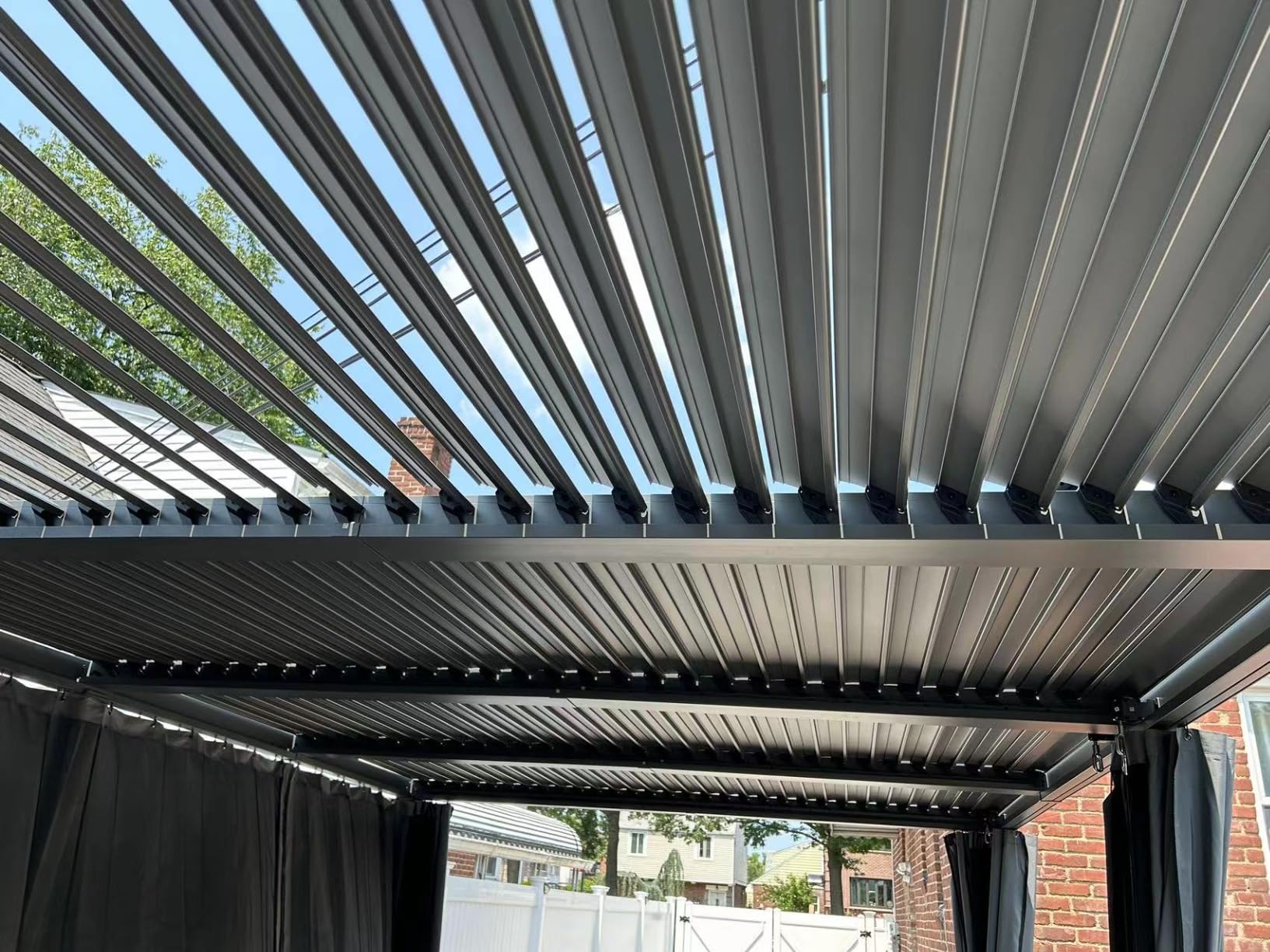 Aoxun Louvered Pergola 12' x 16' Outdoor Aluminum Pergola with Adjustable Top for Decks, Gardens and Backyards, Gray customer photo 2