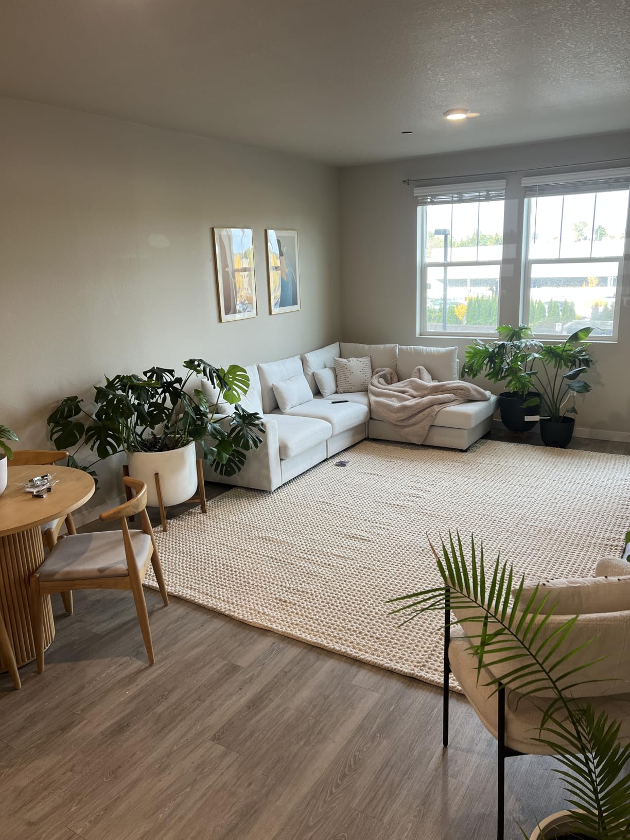 Handwoven Wool Area Rug - Hand Woven Natural Carpet Rugs - Bedroom Living Room Dining Room (Ivory- 5'x8') customer photo 2