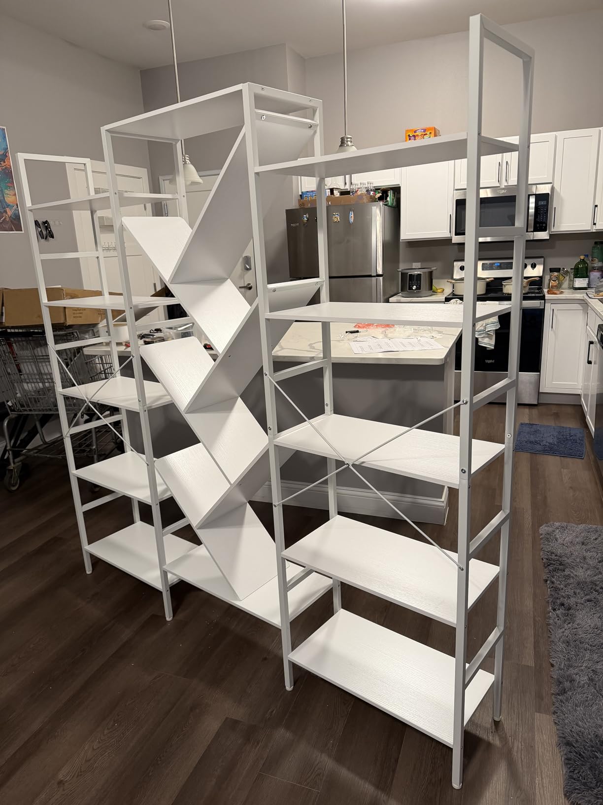 INNOD 70x70 Triple 5 Tier Book Shelf, Large Wooden Bookcase with 17 Open Display Shelf, Modern Tree Bookshelf Metal Frame Tall Book Case Furniture for Living Room Bedroom Home Office Rustic Brown customer photo 2