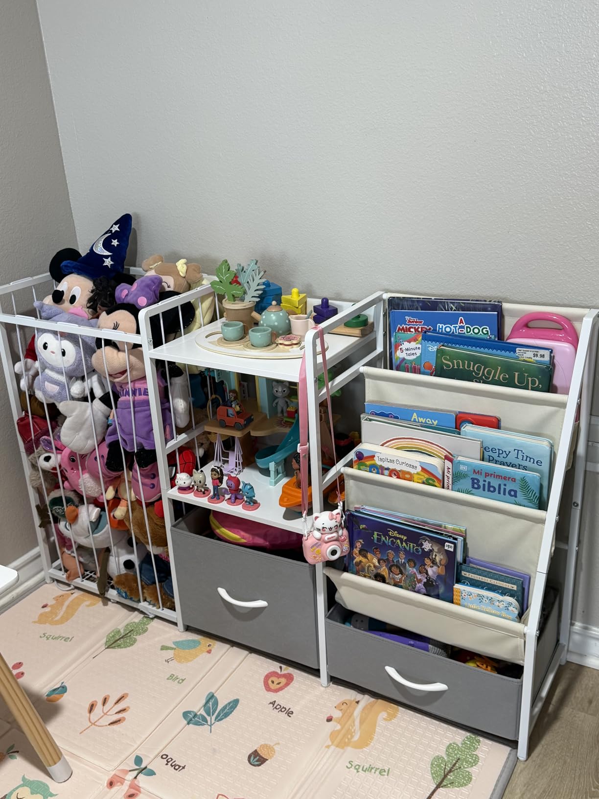 Kids Bookshelf and Toy Storage, Large 3 Tier Book Shelf for Kids Rooms, Sling Baby Bookcase with Stuffed Animal Storage, Toddler Montessori Bookshelf for Nursery, Playroom, Kindergarten customer photo 1