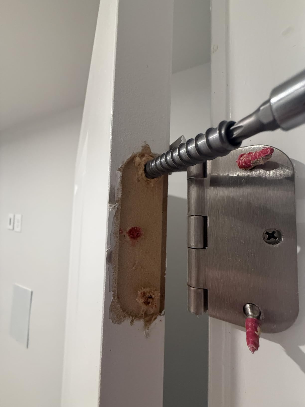 4-PK - #9x3 Permanent Door Hinge Repair Kit - Easy Stripped Screw Hole Repair - Reinforce Door Hinges, Strike Plates & Door Jamb Repair - Quickly Fix Stripped Hinge Screws in Minutes - Made in USA customer photo 2