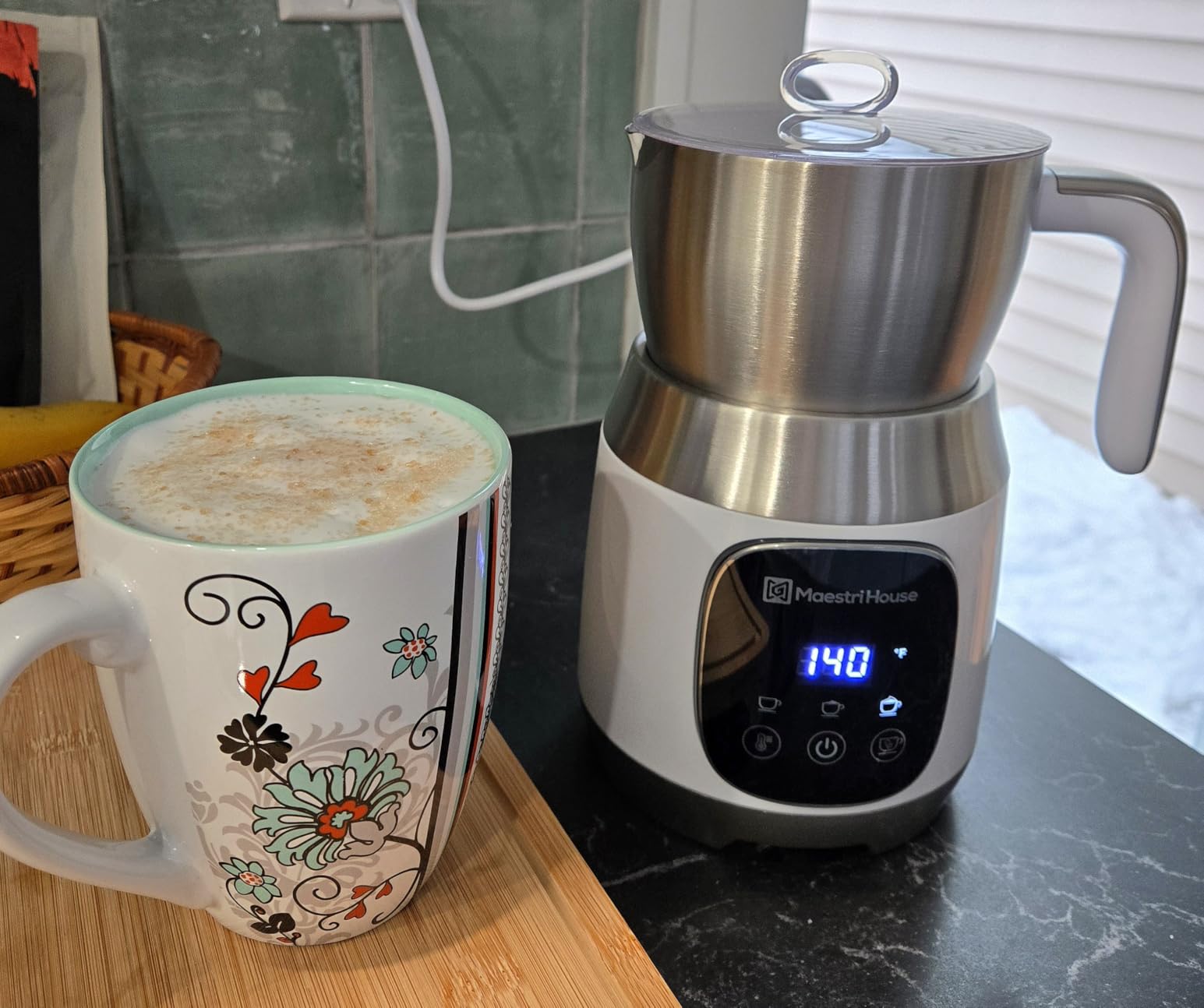 Maestri House Milk Frother, Variable Temp and Froth Thickness DualFro 600 Milk Frother Steamer, 21OZ Smart Touch Control Milk Warmer, Dishwasher Safe, Memory Function for Latte & Hot Chocolate (White) customer photo 1