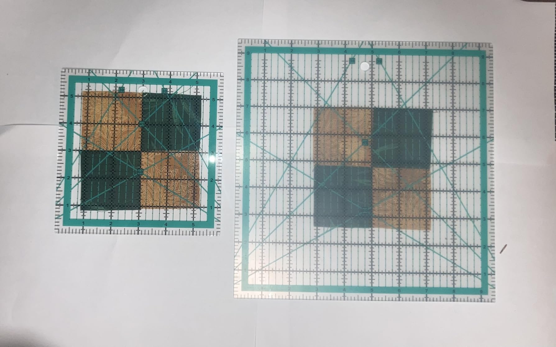 Quilting Rulers, Sewing Ruler, 4 Piece Acrylic Square Quilting Templates, Clear Precision Ruler for Quilting Sewing, Tools Supplies Accessories Green (3.5