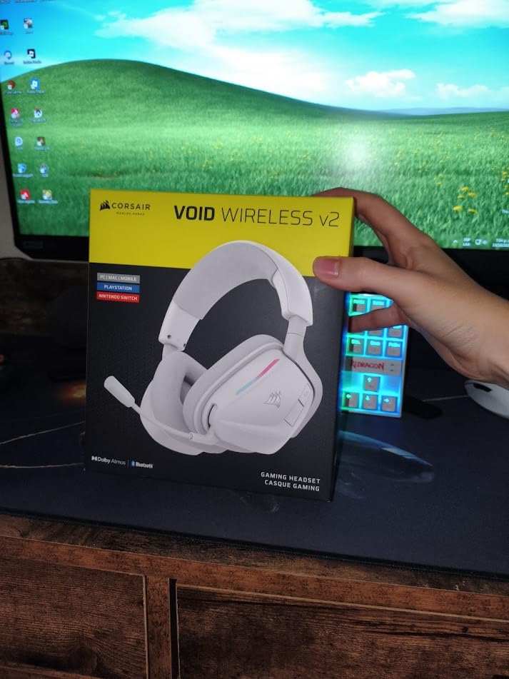 Corsair Void v2 Wireless Gaming Headset with Bluetooth for PC, PS5, PS4, Switch, Mobile - Dolby Atmos, 70 Hr Battery, Dual Wireless, Lightweight, Fast Charging - Carbon customer photo 1