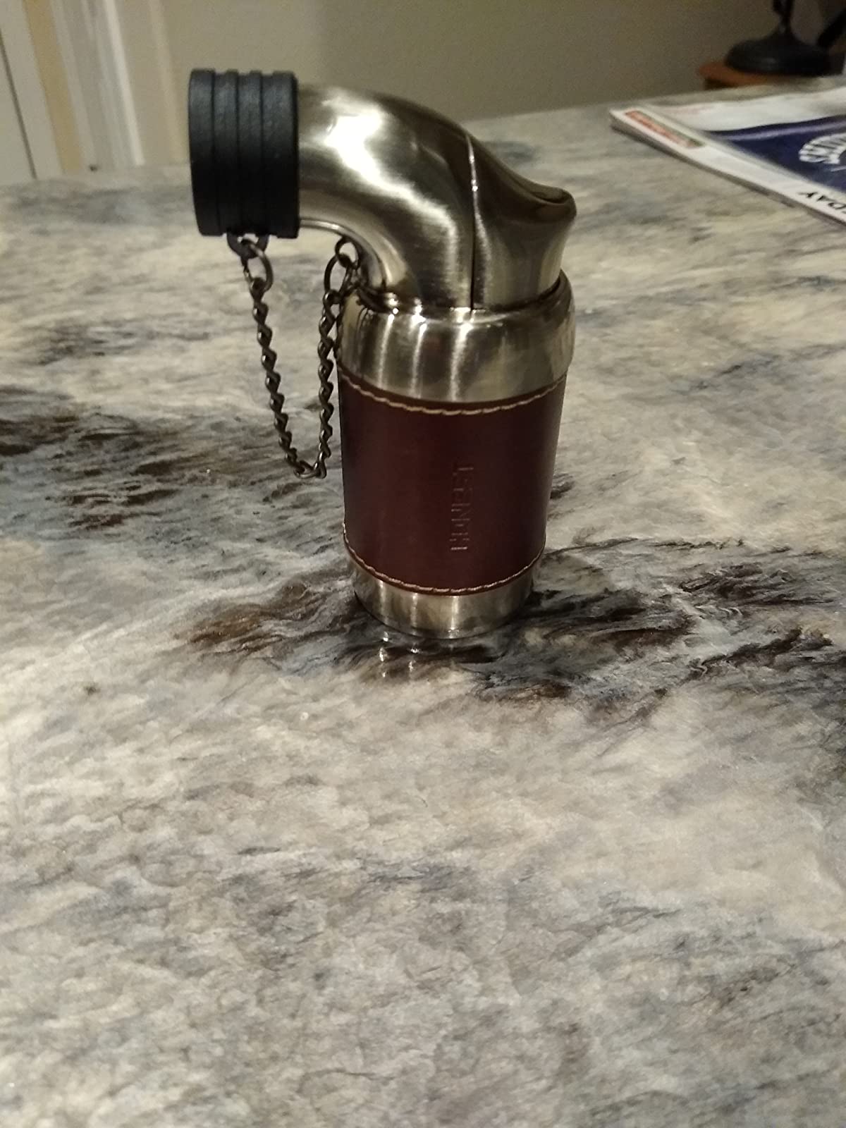 Ambrogio.L Quad Torch Lighter Leather Tabletop Refillable Butane Gas Red Flame Cigar Tobacco Lighter (Black01) customer photo 1