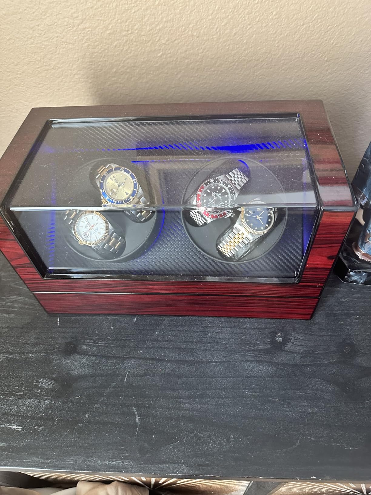 ANWBROAD Watch Winders For Automatic Watches, Automatic Watch Winder Box With Led Light, Watch Turner For Automatic, 4 Watch Rotator And Super Quiet Motor And 4 Rotation Mode, UJWW011Y customer photo 1
