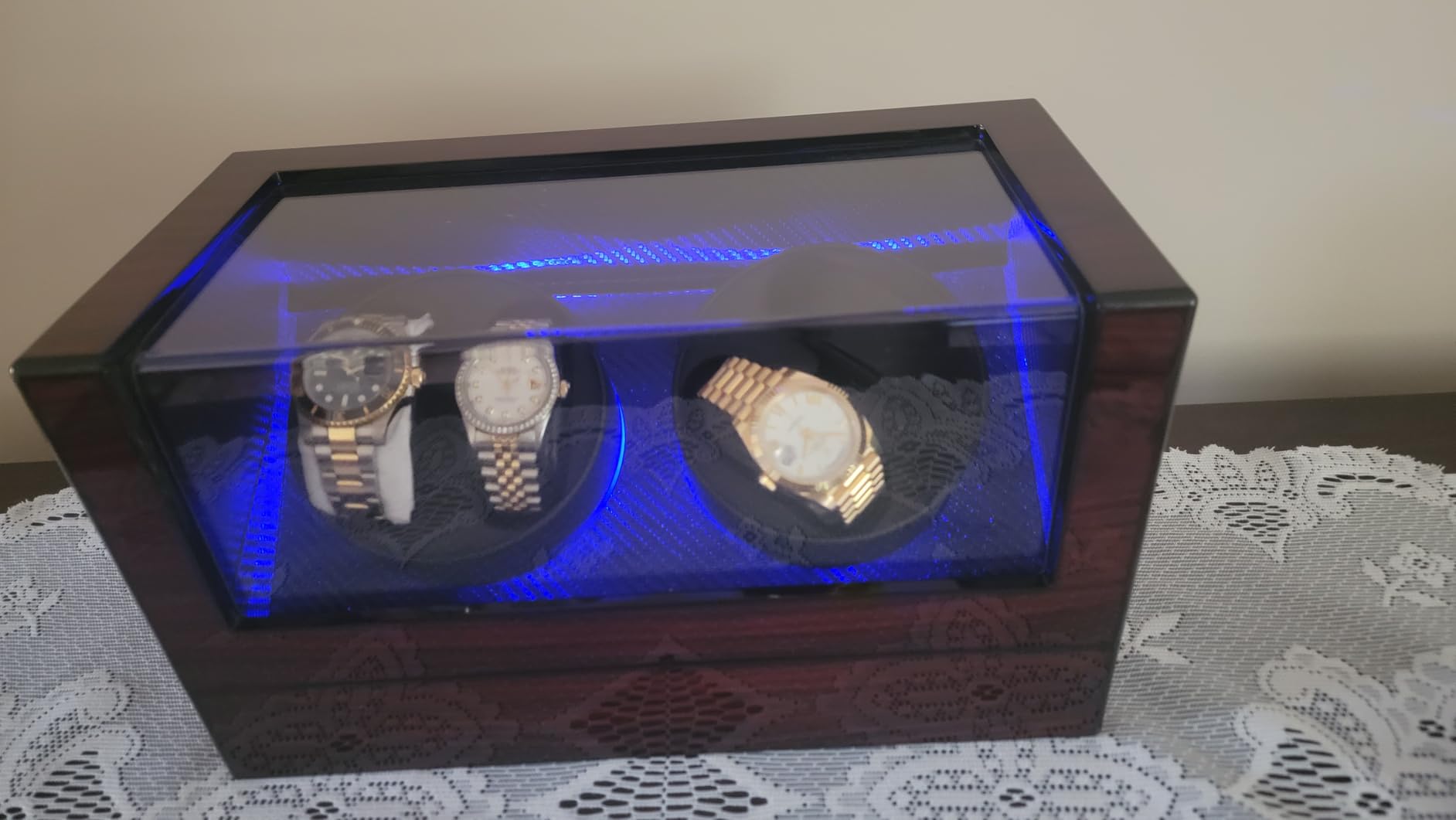 ANWBROAD Watch Winders For Automatic Watches, Automatic Watch Winder Box With Led Light, Watch Turner For Automatic, 4 Watch Rotator And Super Quiet Motor And 4 Rotation Mode, UJWW011Y customer photo 2