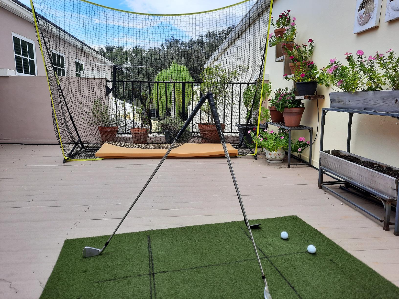 PodiuMax Golf Net, 10x7ft Golf Practice Net with Noise Reduce Silk Target Driving Real Balls, Hitting Nets for Backyard Garage, Improve Chipping Putting Pitching, Gift for Men & Golfers customer photo 2