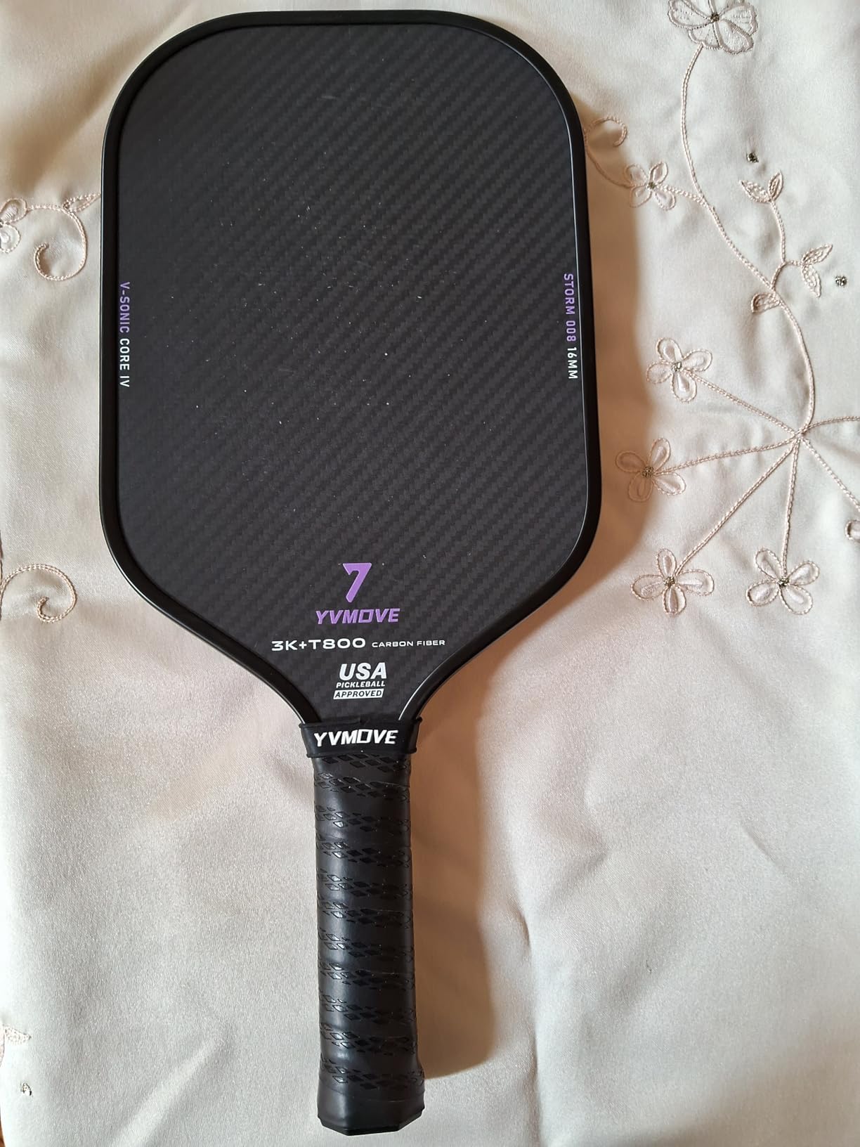 YVmove T800 Carbon Fiber Pickleball Paddle with 16mm Dynamic Core, Premium Pickle Ball Thermoformed Unibody, Elongated Shape, Enhanced Power & Ultimate Spin, USAPA Approved customer photo 1