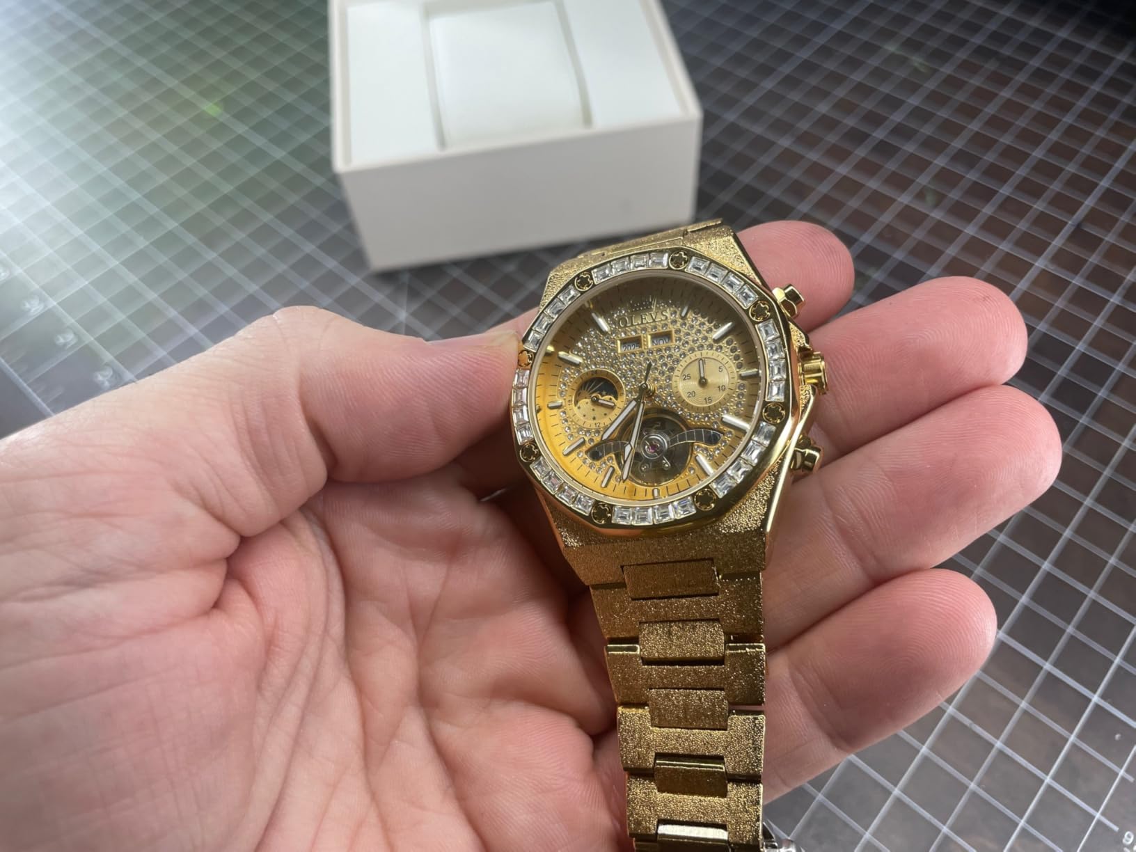 Automatic Watch for Men Self-Winding Diamond Waterproof Stainless Steel Wrist Watches Tourbillon Skeleton Mechanical customer photo 1