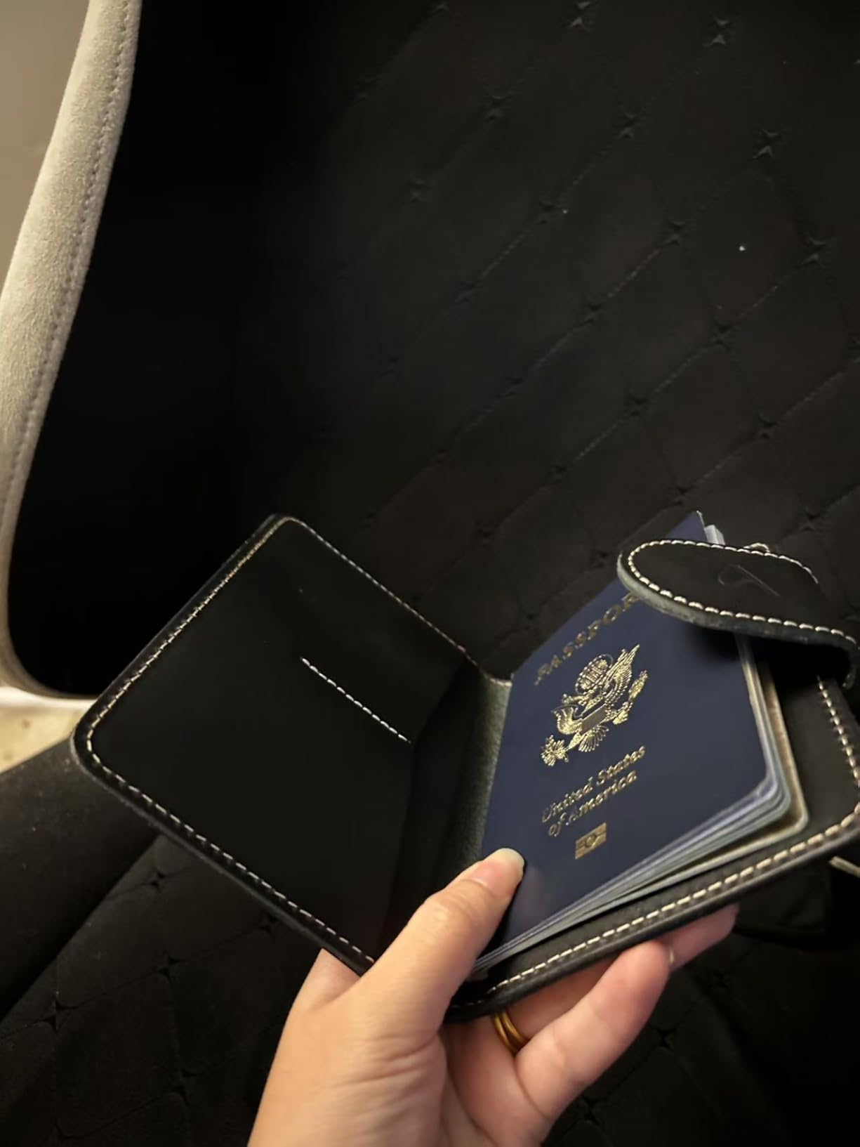 Passport Holder for Travel, Genuine Leather Passport Holder with AirTag Hidden, Rfid Passport Cover Travel Wallet for Airport Essentials, Travel Must Haves Gifts (Coffee Brown) customer photo 2