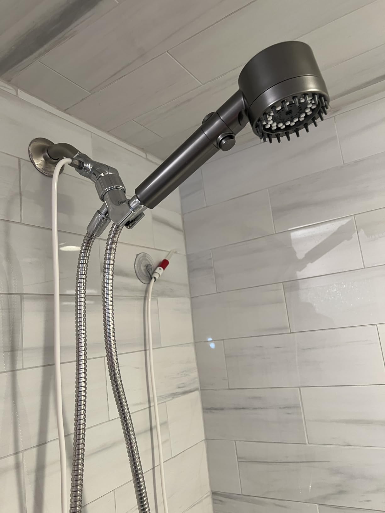FEELSO Filtered Shower Head with Handheld, High Pressure 4 Spray Showerhead with Filters & Upgraded Anti-clog Nozzles for Hard Water, Gray customer photo 2