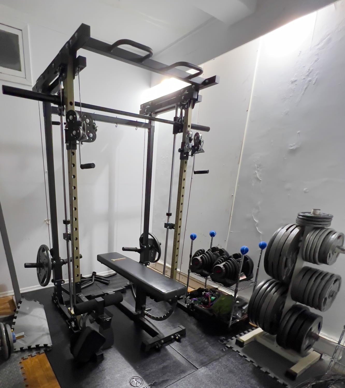 MAJOR FITNESS Drone3 Smith Machine, 2500lbs All-in-One Home Gym Power Rack with Dual Pulley System for Cable Crossover, Pull-Up Bars customer photo 2
